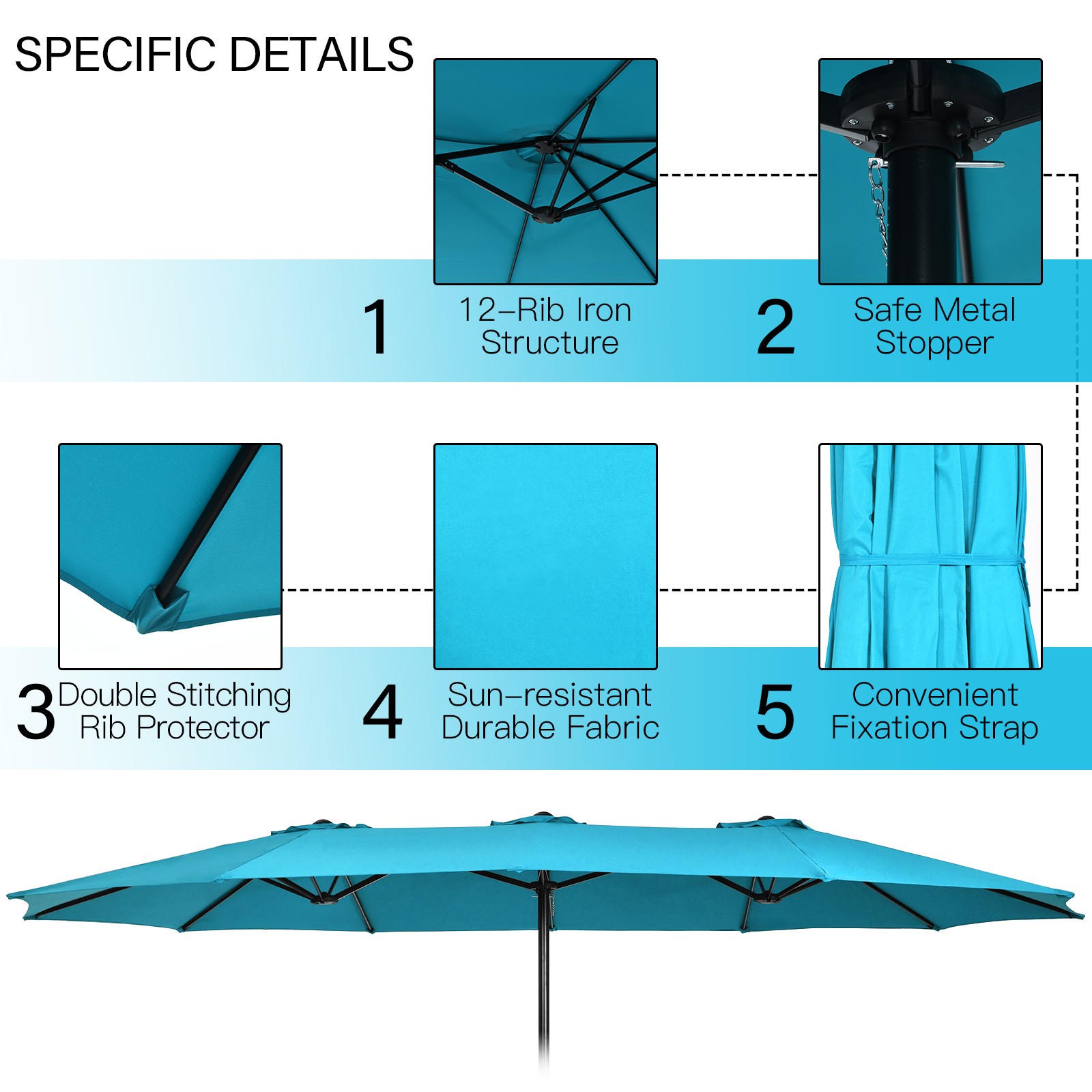 11 PCS Patio Wicker Dining Set w/Double-Sided Outdoor Umbrella 8 Stackable