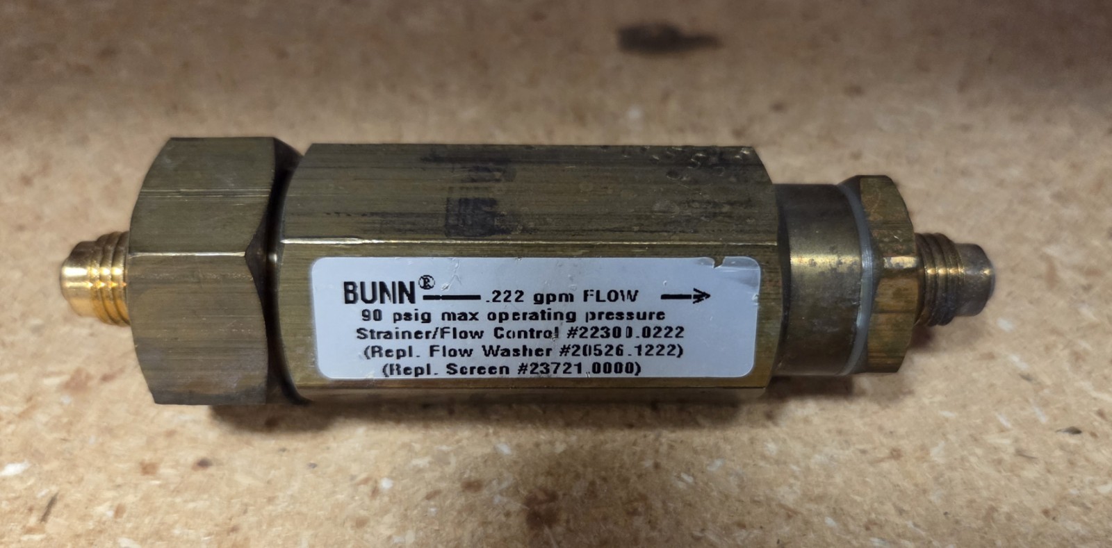 Bunn Bunn-o-matic Part Number 22300.0222 Strainer Flow Control Assembly