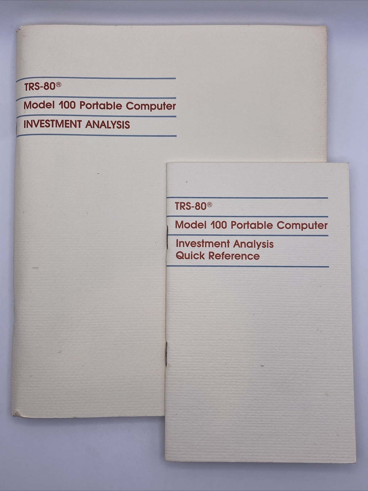 Tandy TRS-80 Model 100 Portable Computer Investment Analysis Manual/Quick Ref