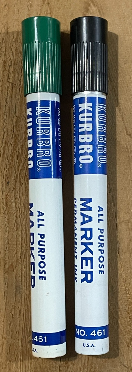 Kurtz Bros KURBRO Green & Black Permanent Markers Smelly Metal No. 461 Vintage