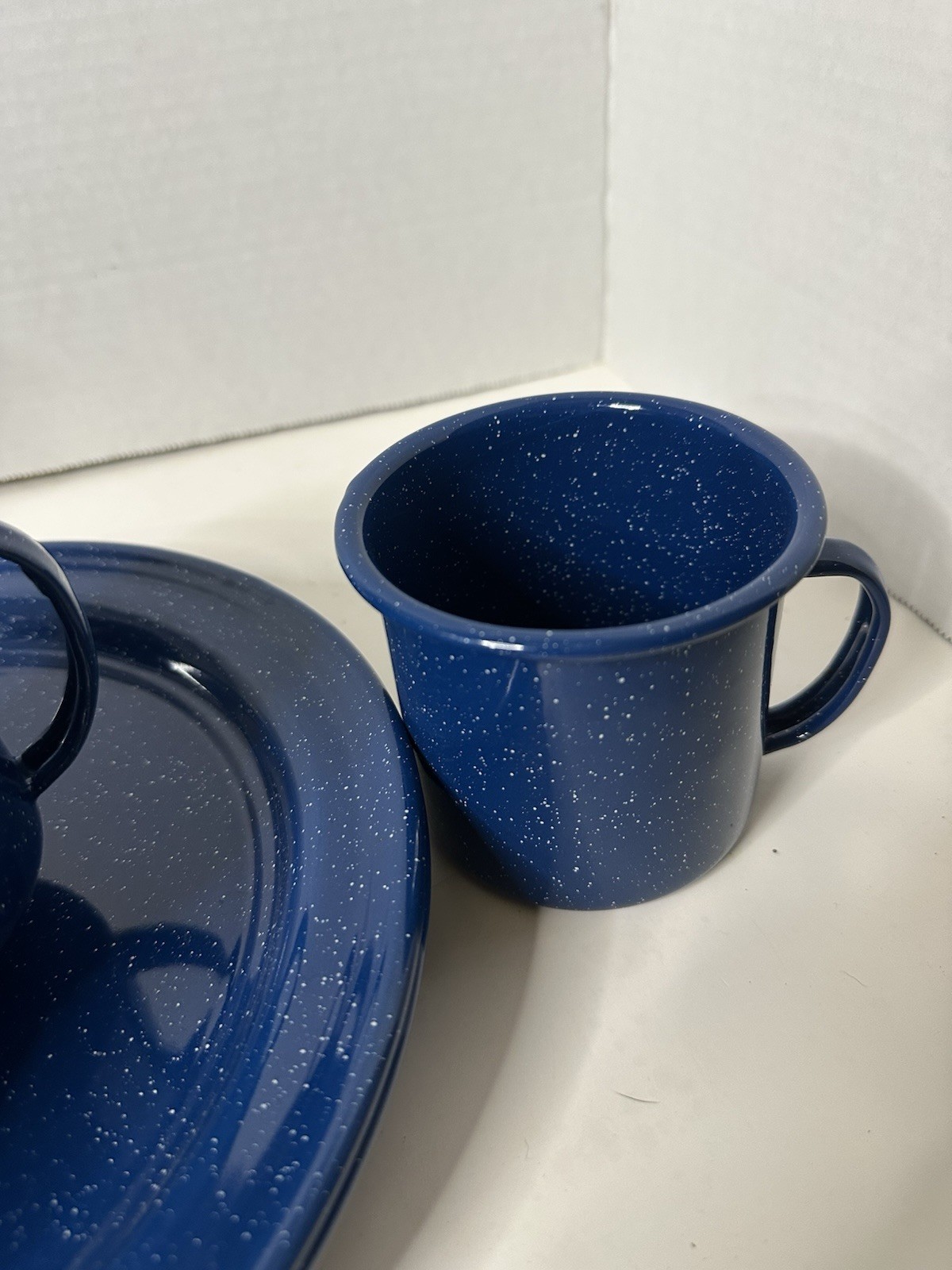 Speckled Blue Enamelware 12-Piece Dining Set for Camping