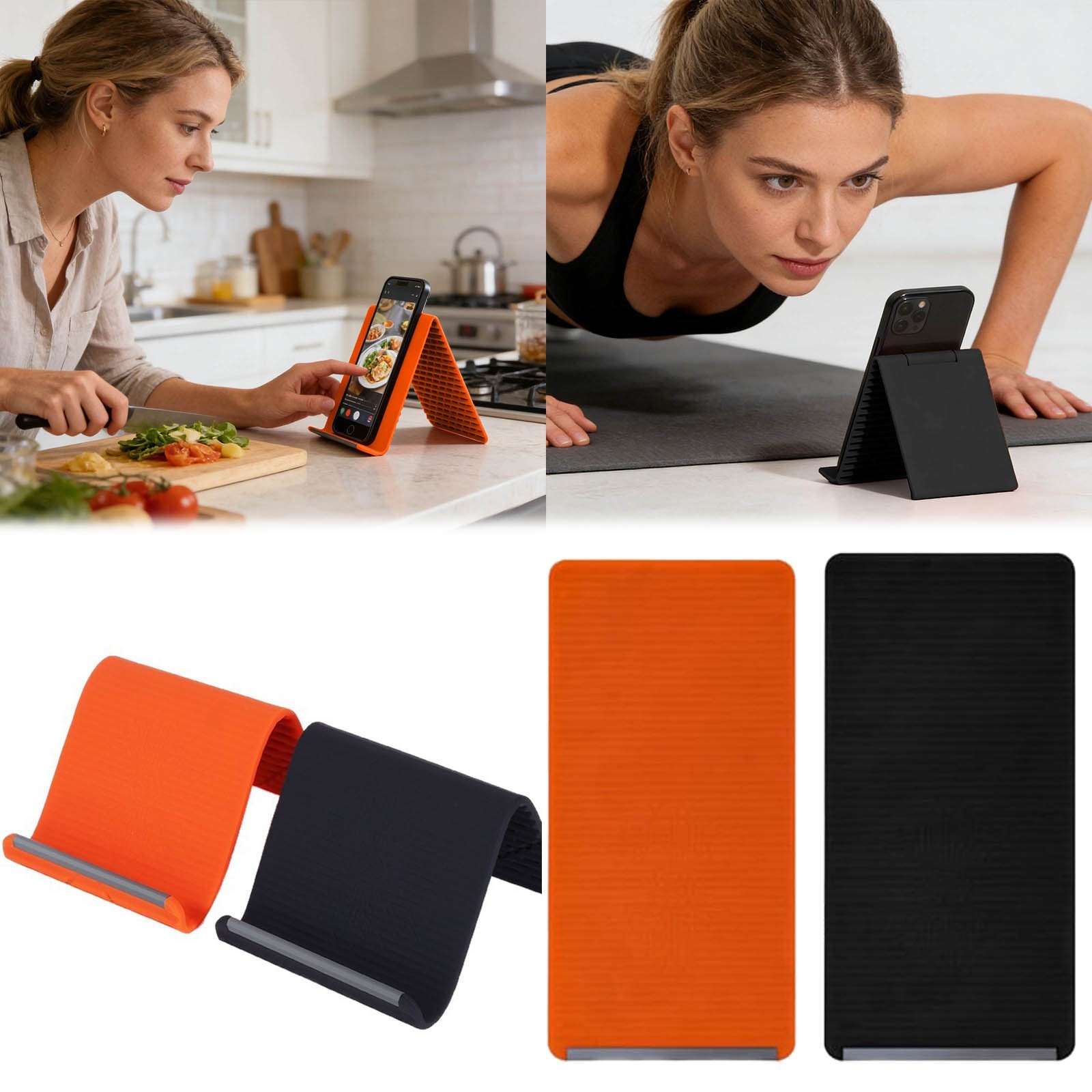 Portable Foldable Silicone Phone Holder, Flexible Silicone Aluminum Phone Stand-