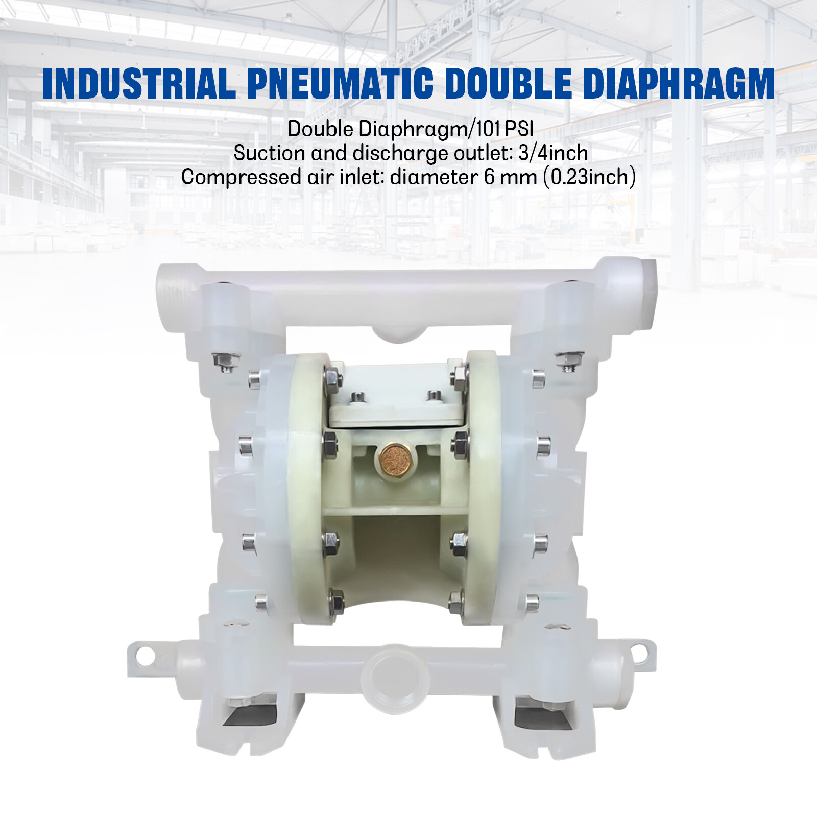 Air-Operated Double Diaphragm Pump 1/2 inch Inlet / Outlet Chemical Industrial