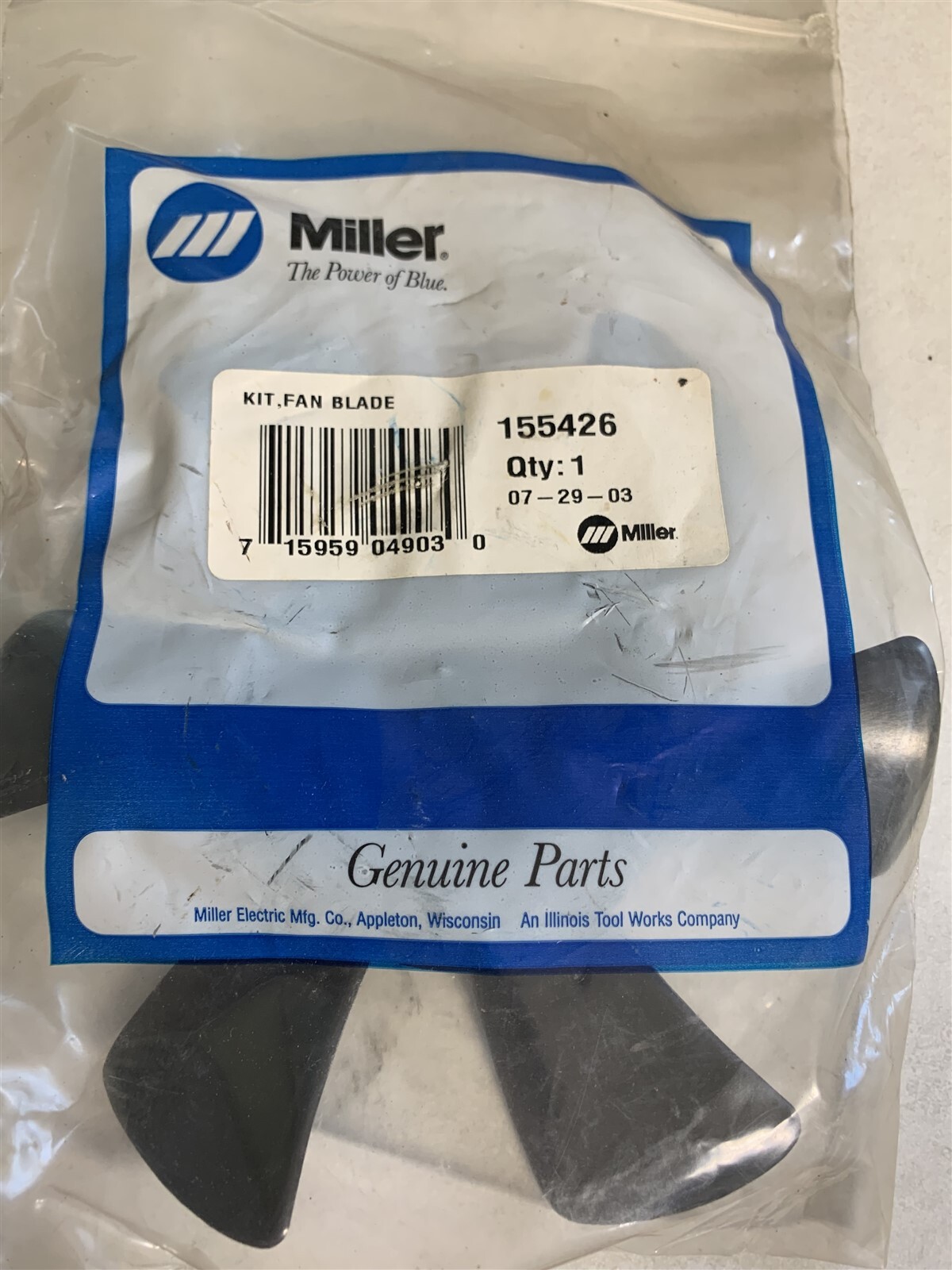 New In Bag Miller 155426 Fan Blade Genuine Parts N4-1