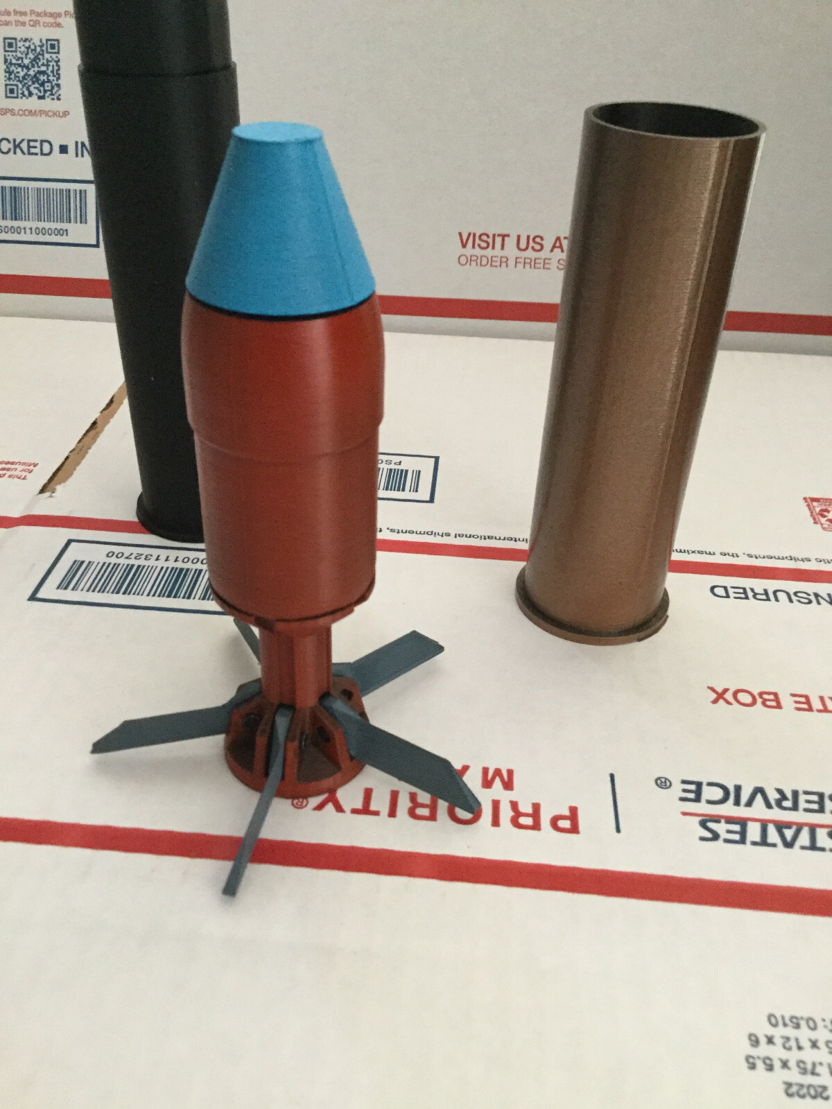 37mm Projectile large Payload finned 3D printed functional desk art Air-burst