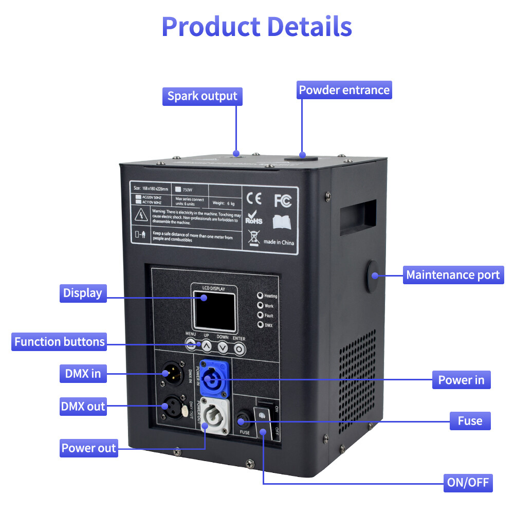2X 700W Cold Spark Machine Firework Stage Effect Wedding DJ Event Party DMX Case