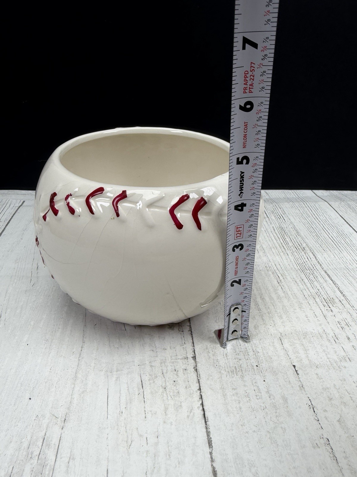 Burton + Burton Ceramic Baseball Planter Pot Raised Stitching