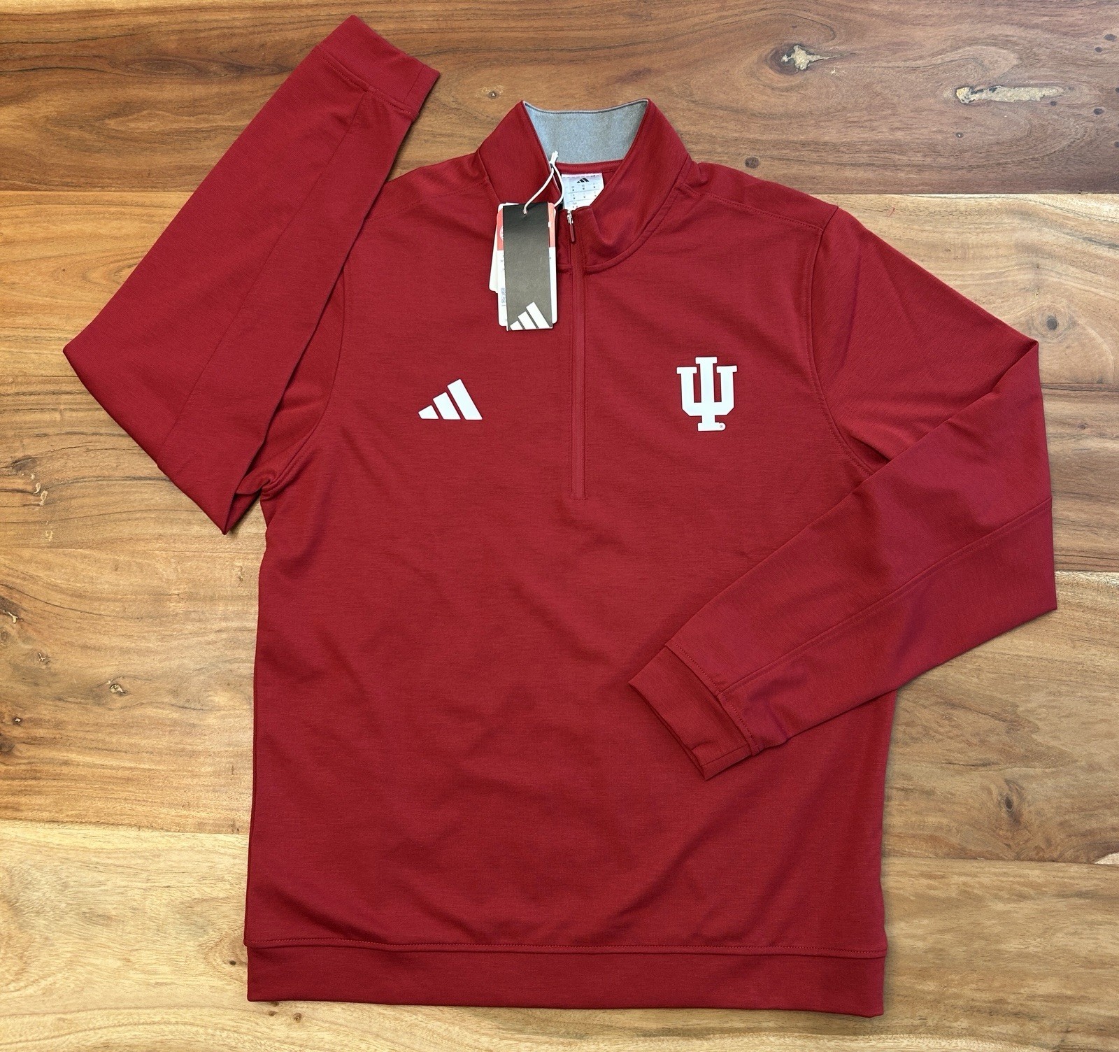 NWT Adidas Indiana Hoosiers Elevated 1/4 Zip Pullover Jacket Mens MEDIUM $100