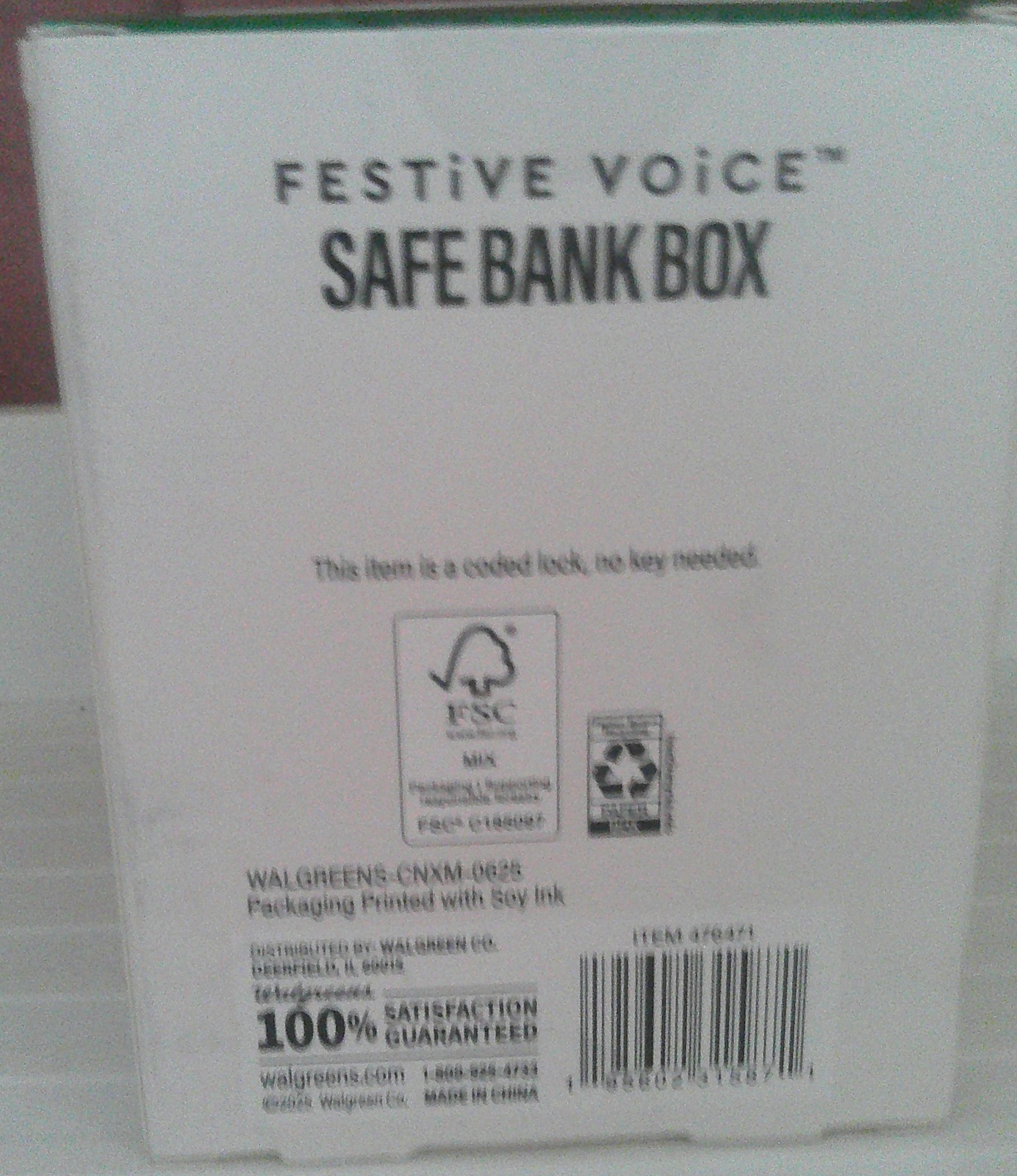 FESTiVE VOiCE™ SAFE BANK BOX This item is a Coded Lock, No Key Needed