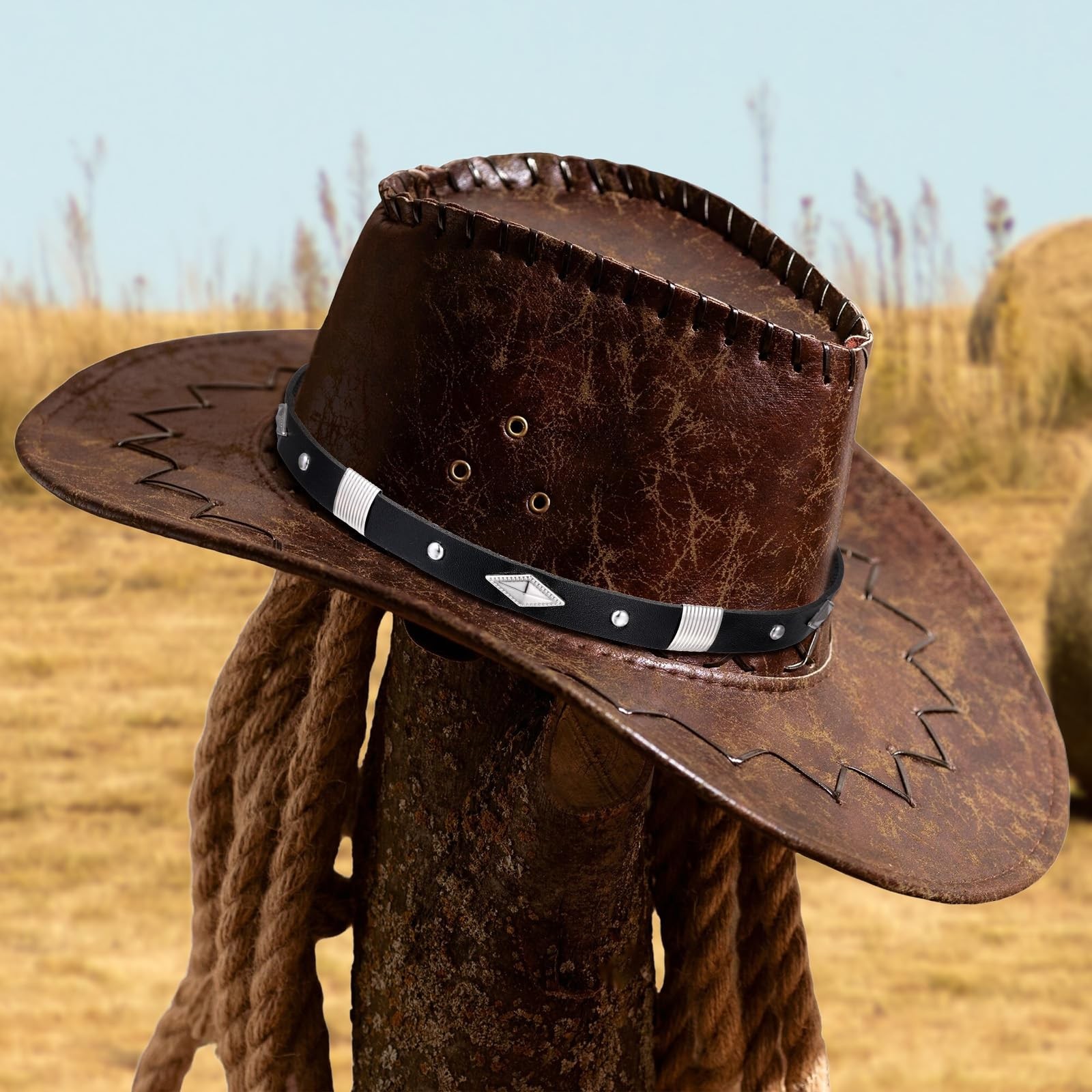 Psyqtsuary 23.6 Inch Hat Bands for Women & Men, Classic Elastic Cowboy Hat Ba...