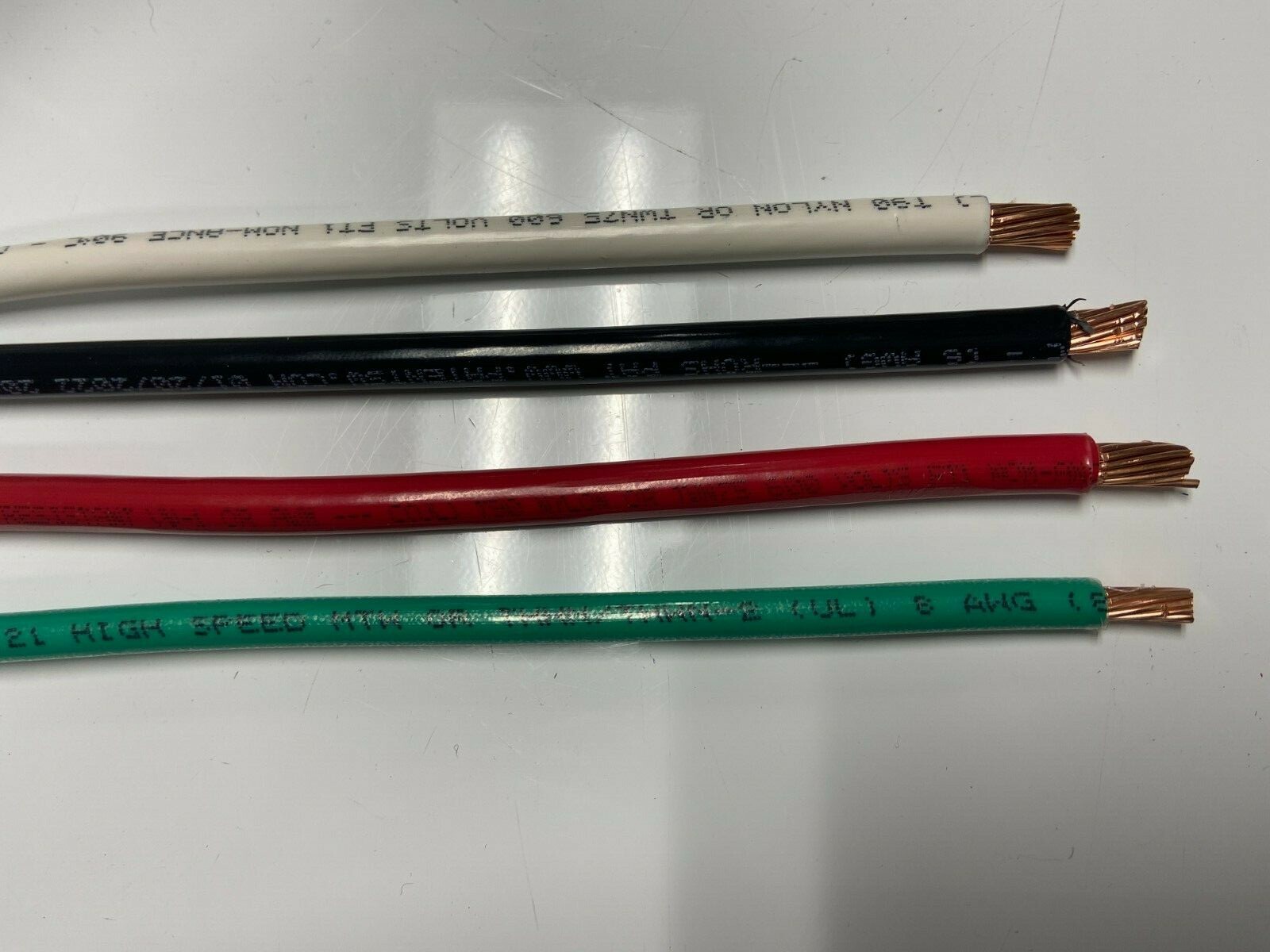 110' EA THHN THWN 6 AWG GAUGE BLACK WHITE RED COPPER WIRE + 110' 8 AWG GREEN