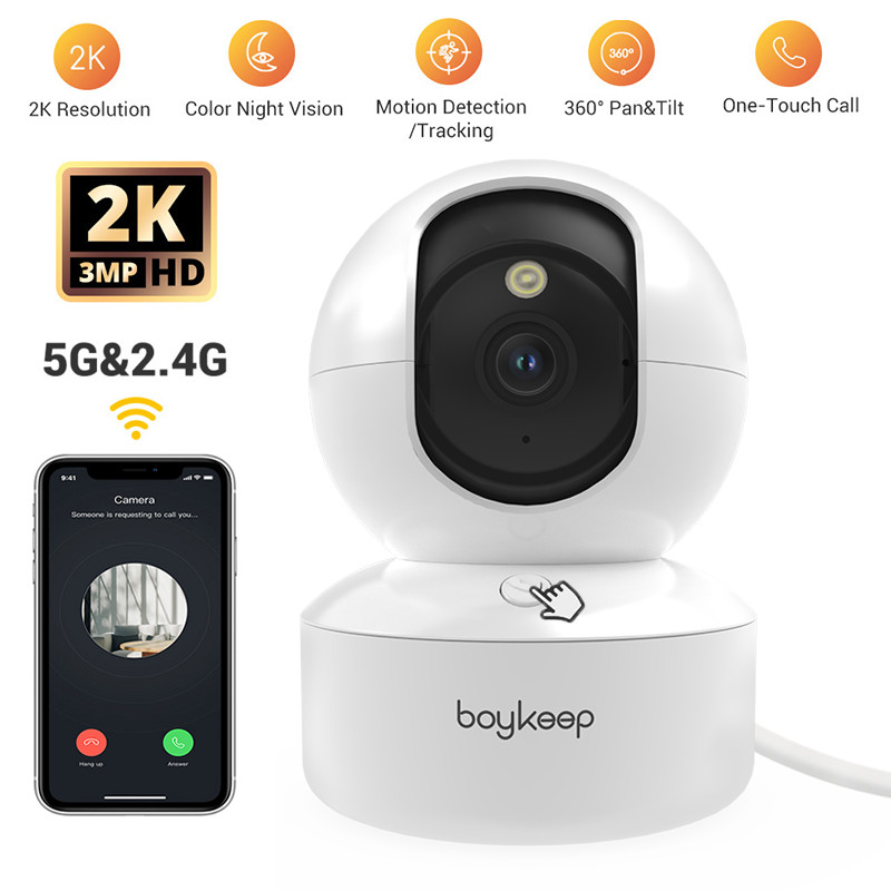 boykeep Indoor Security camera Baby Pet Monitor Smart 5G WiFi Night Vision 2K
