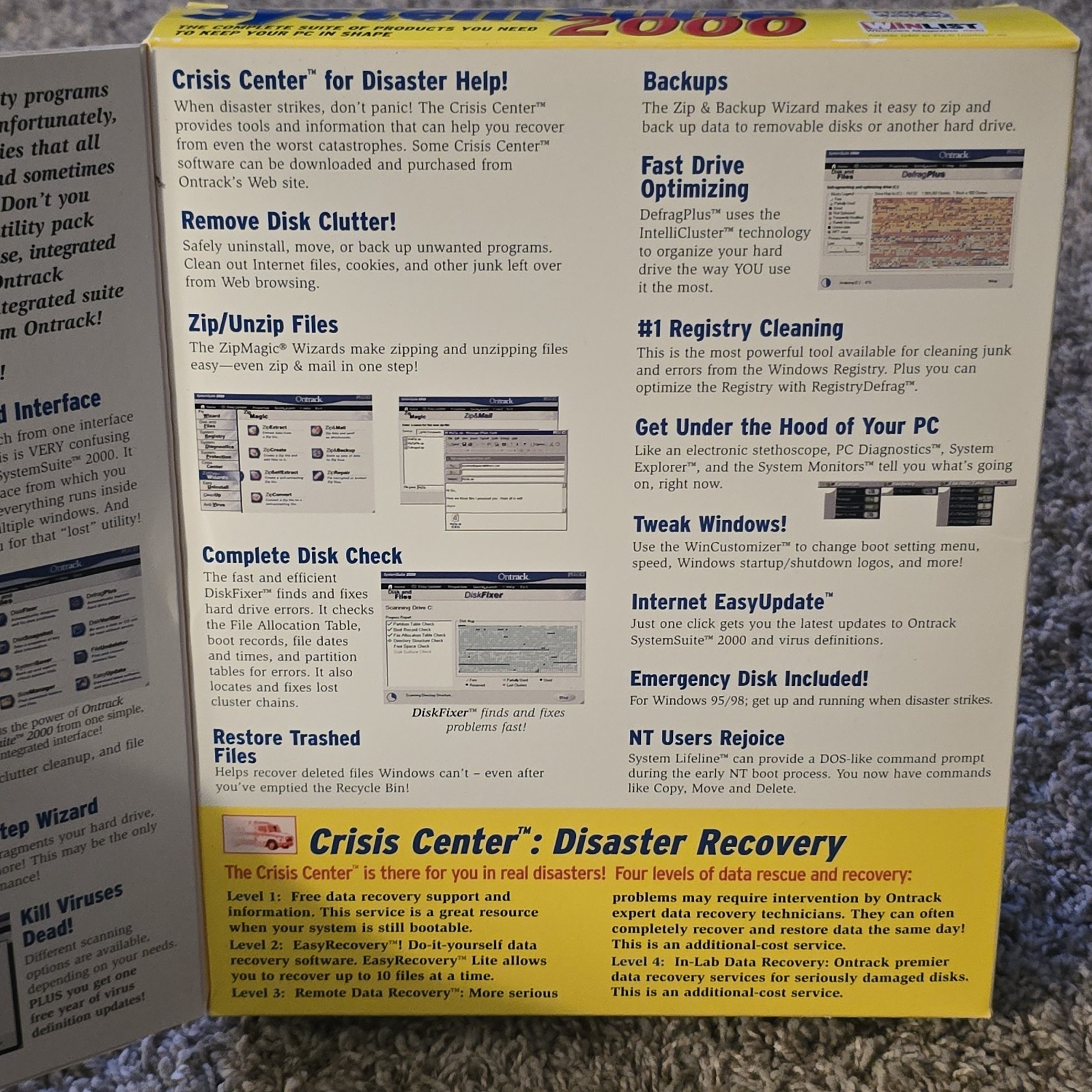 Ontrack SystemSuite 2000 Windows 98/95/2000 W/User Guide Big Box PC CD Rom/Disk