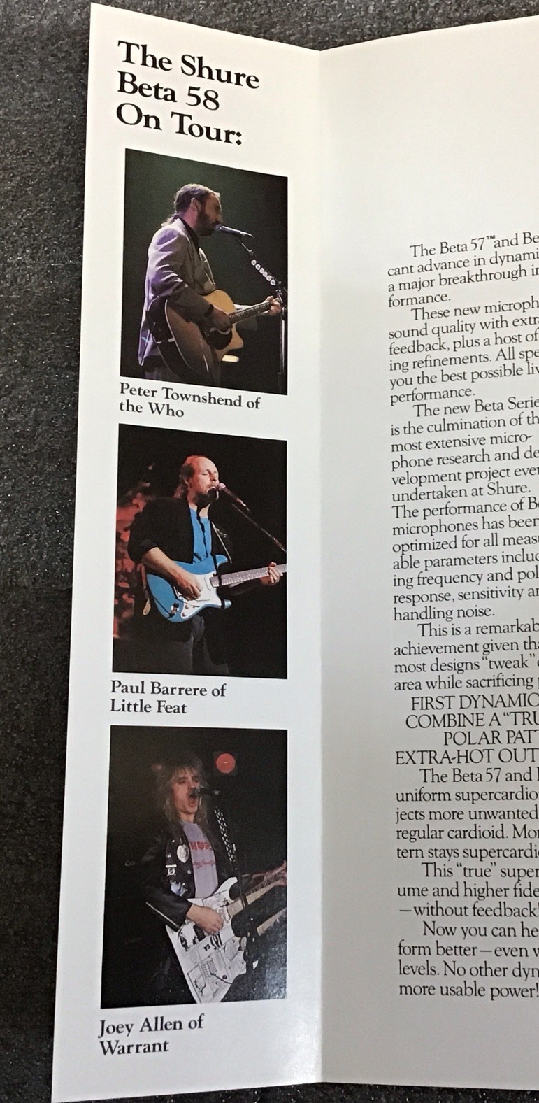 SHURE Microphone Brochure Printed Jan. 1990