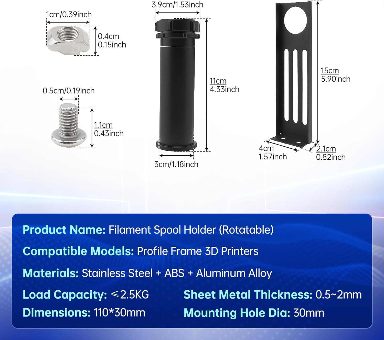 3D Printer Filament Rack Spool Bracket Holder with Bearing Rotatable Fit for Sid
