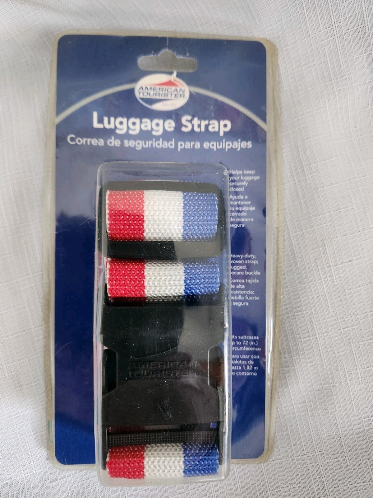 Vintage 2009 American Tourister Luggage Strap Rede White Blue Max 72'' NEW