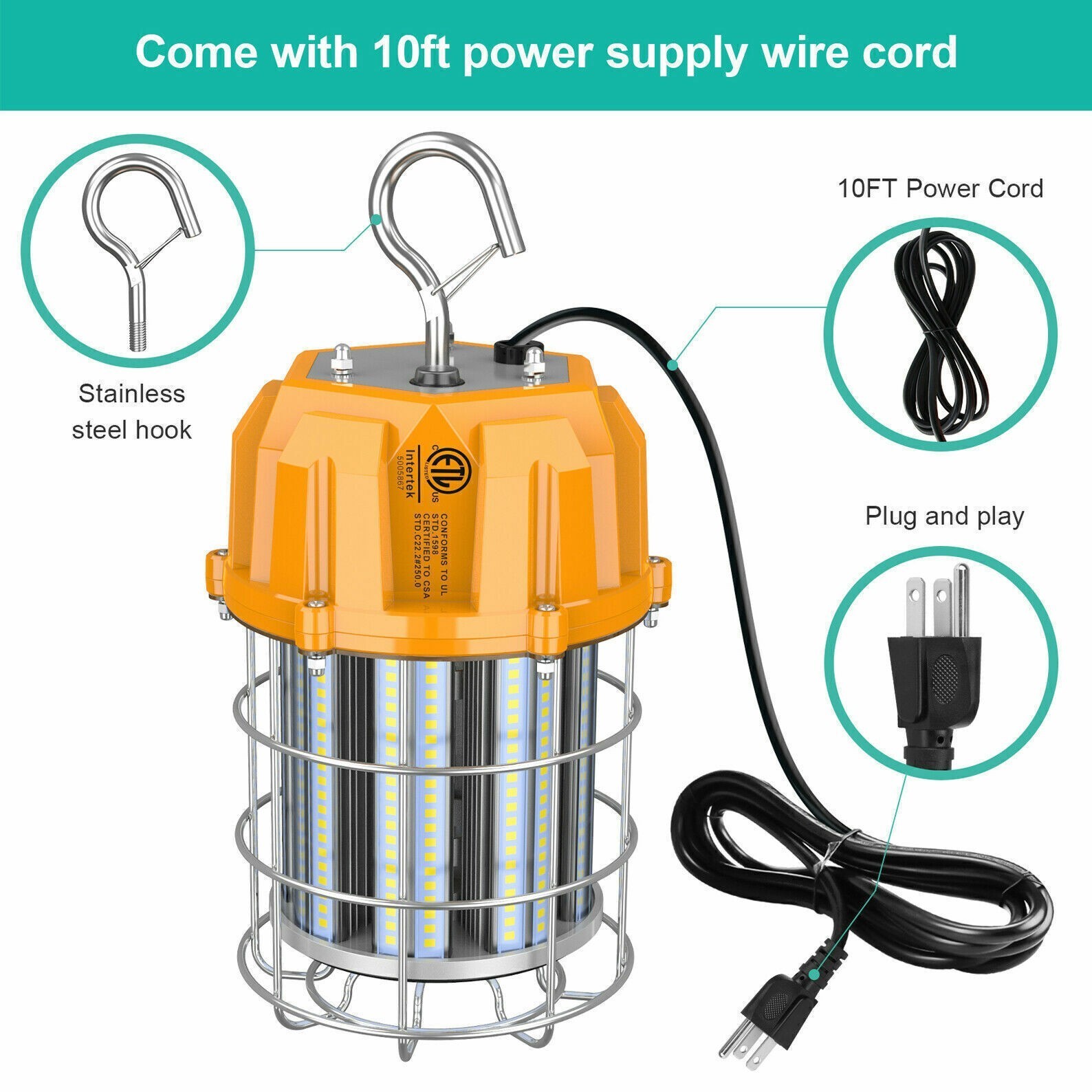 100W LED Temporary Work Light Portable Building Construction Job Site Lighting