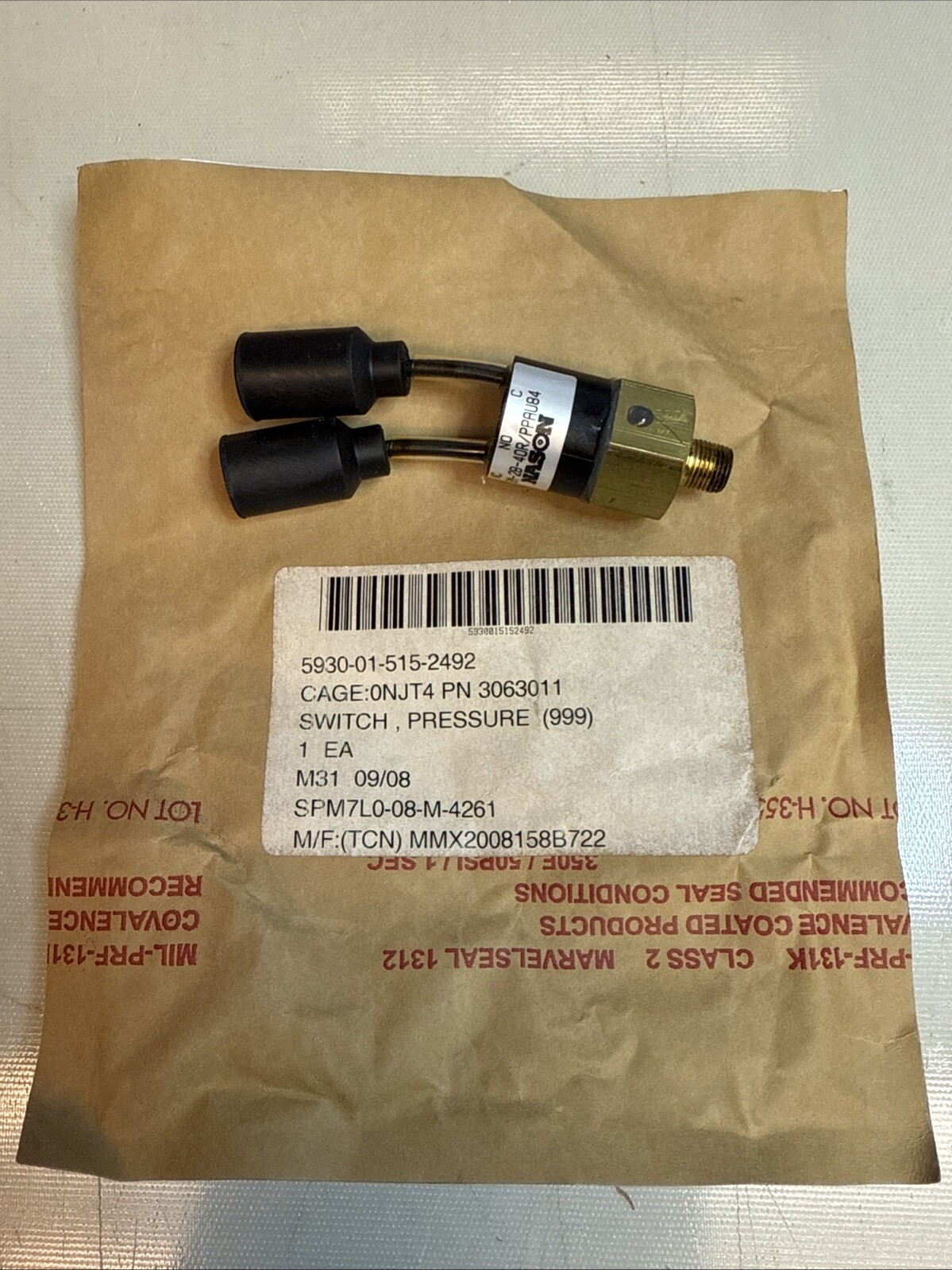 NASON PRESSURE SWITCH SM-2B-40R/PPAU84 3063011 *UNUSED SURPLUS*