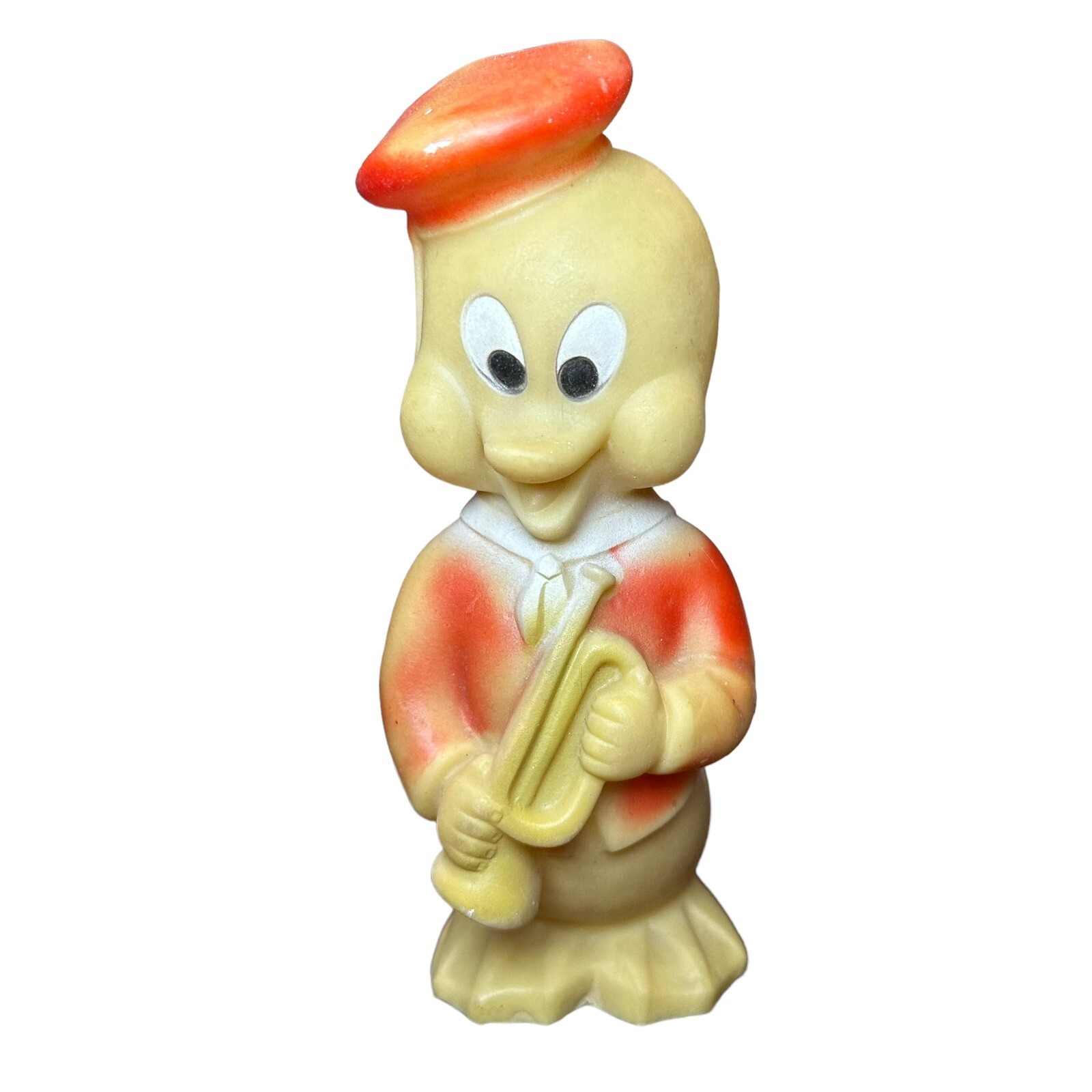 Vintage 1950's 9" Squeaky Duck Toy Sailor w/Bugle Taiwan