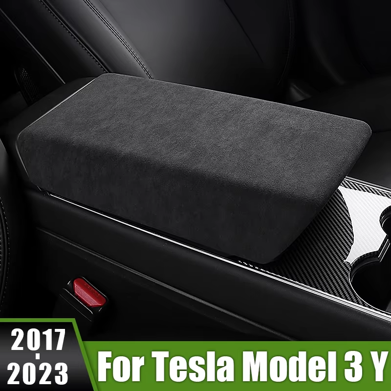 Alcantara Center Console Armrest Cover Protector Pad Fits for Tesla Model 3 Y