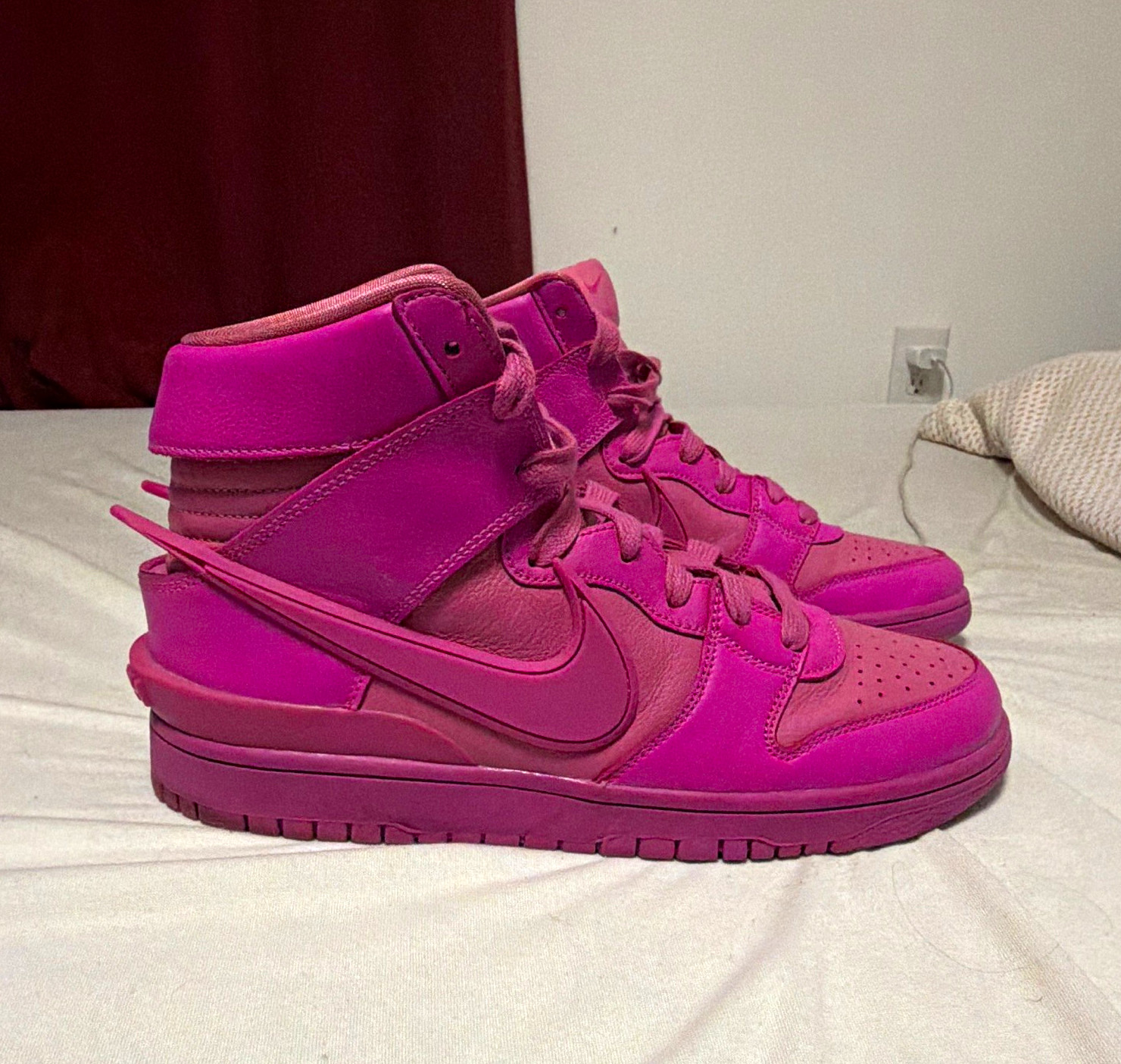Nike Dunk High x AMBUSH Cosmic Fuchsia Pink High Top Leather Sneaker CU7544-600