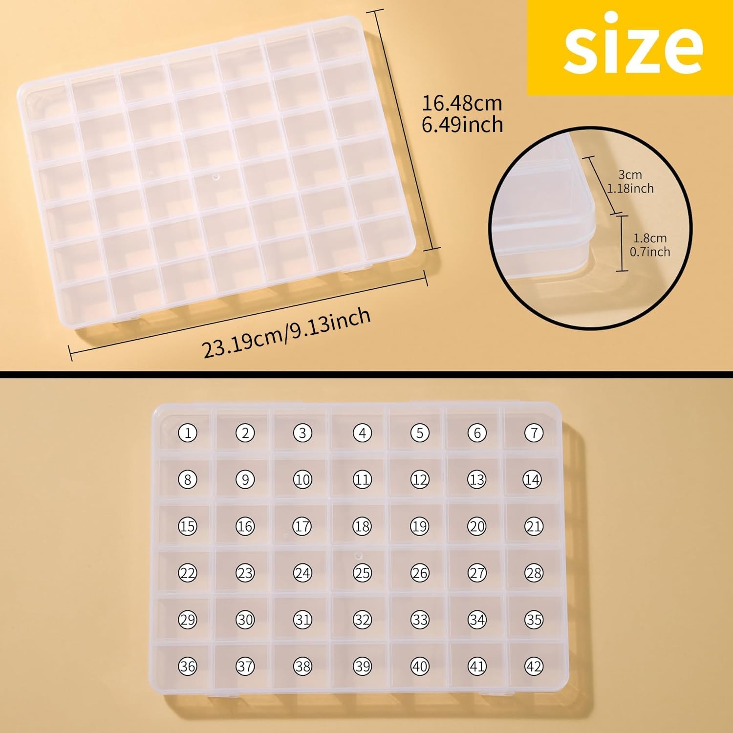 42 Grids Plastic Bead Organizer Beads Storage Containers Bead Holder Organizer