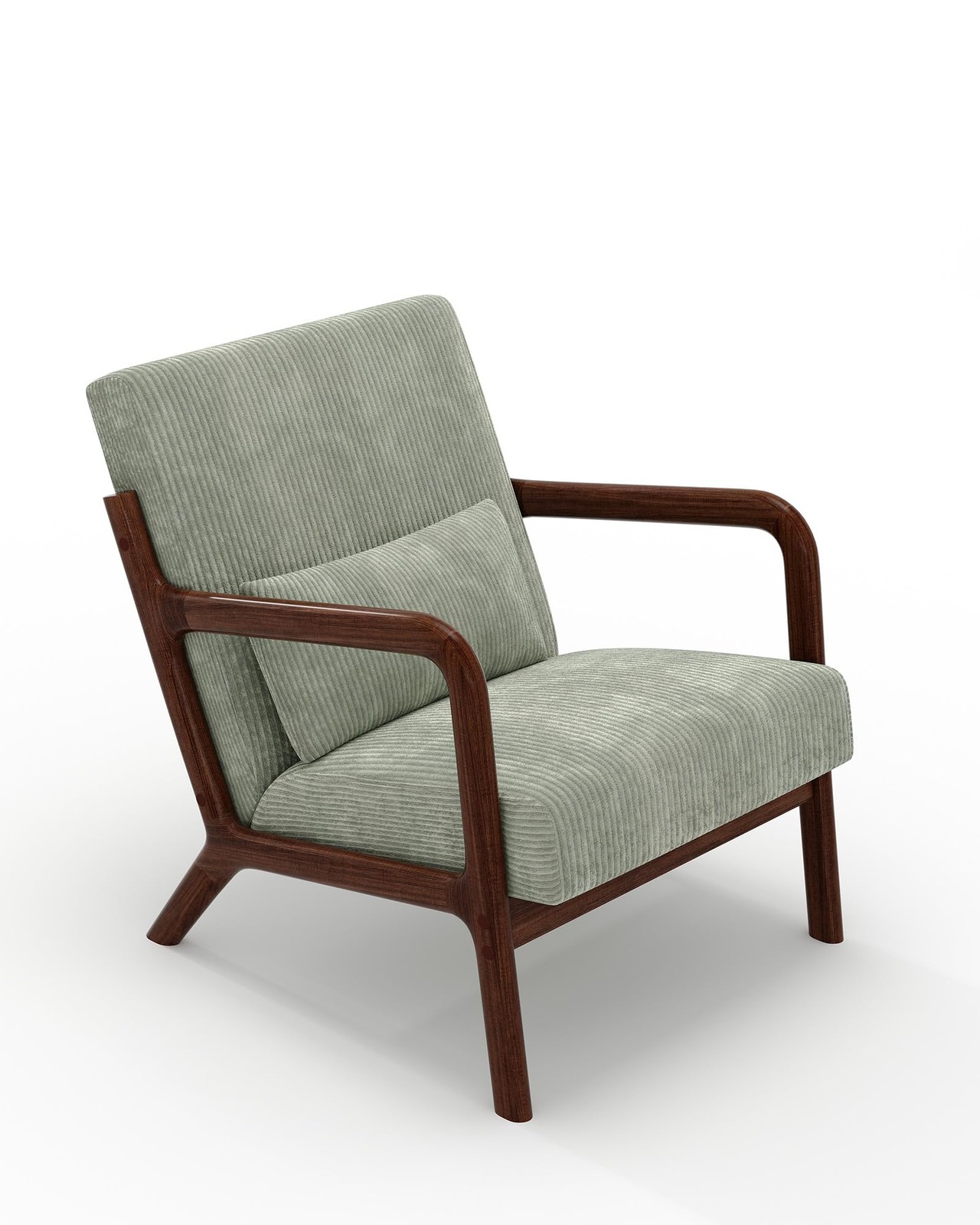 Modern Accent Chair, Mid-Century Corduroy Chair Lounge Armchair ,w/Lumbar Pillow