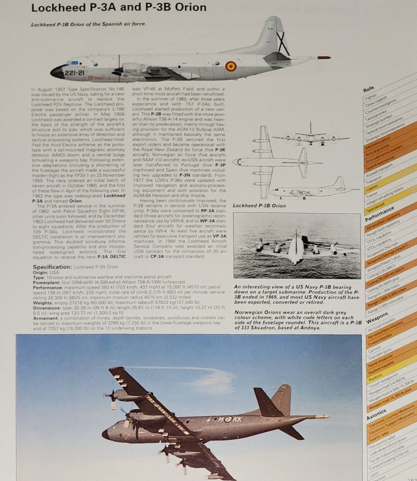 Lockheed Orion P-3 P3 P 3 Picture Aircraft Vtg Info Sheet Wall Art Decor