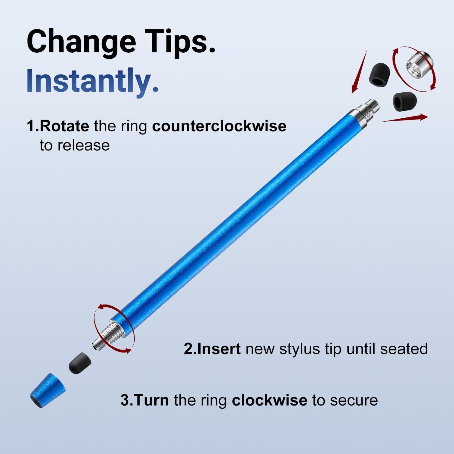 12-Pcs 2-in-1 High Precision Stylus Pen Set for iPad/iPhone/Android Devices
