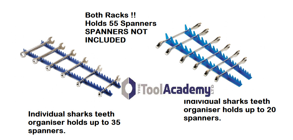 Set of BLUE Sharks Teeth Holder Spanner Wrench Holds 55 Spanners Holder Rack