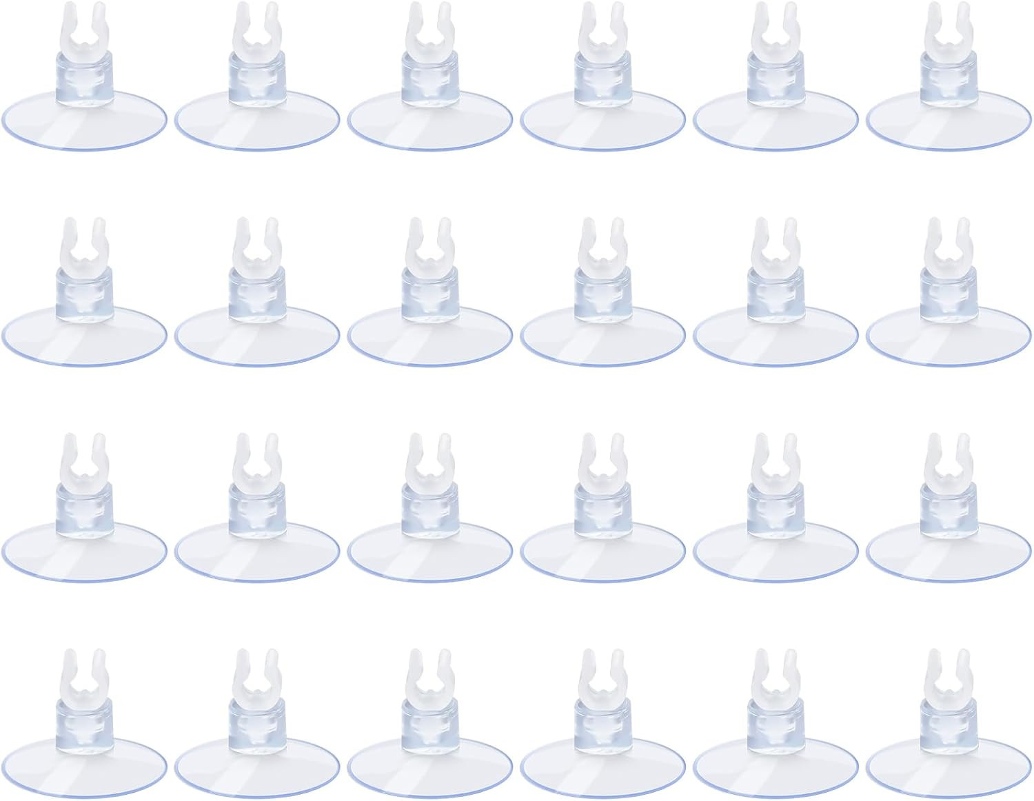 24 Pack Aquarium Suction Cups With Clips 3/16" Airline Tubing Holder Clear