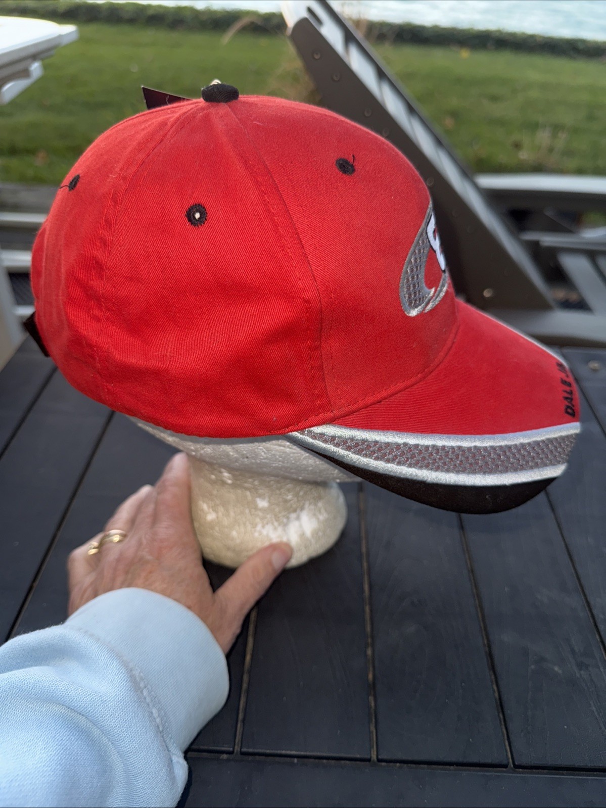 Dale Jr #8 Red Hat Cap NASCAR Chase Authentics Hook Loop Decorative Bill EUC