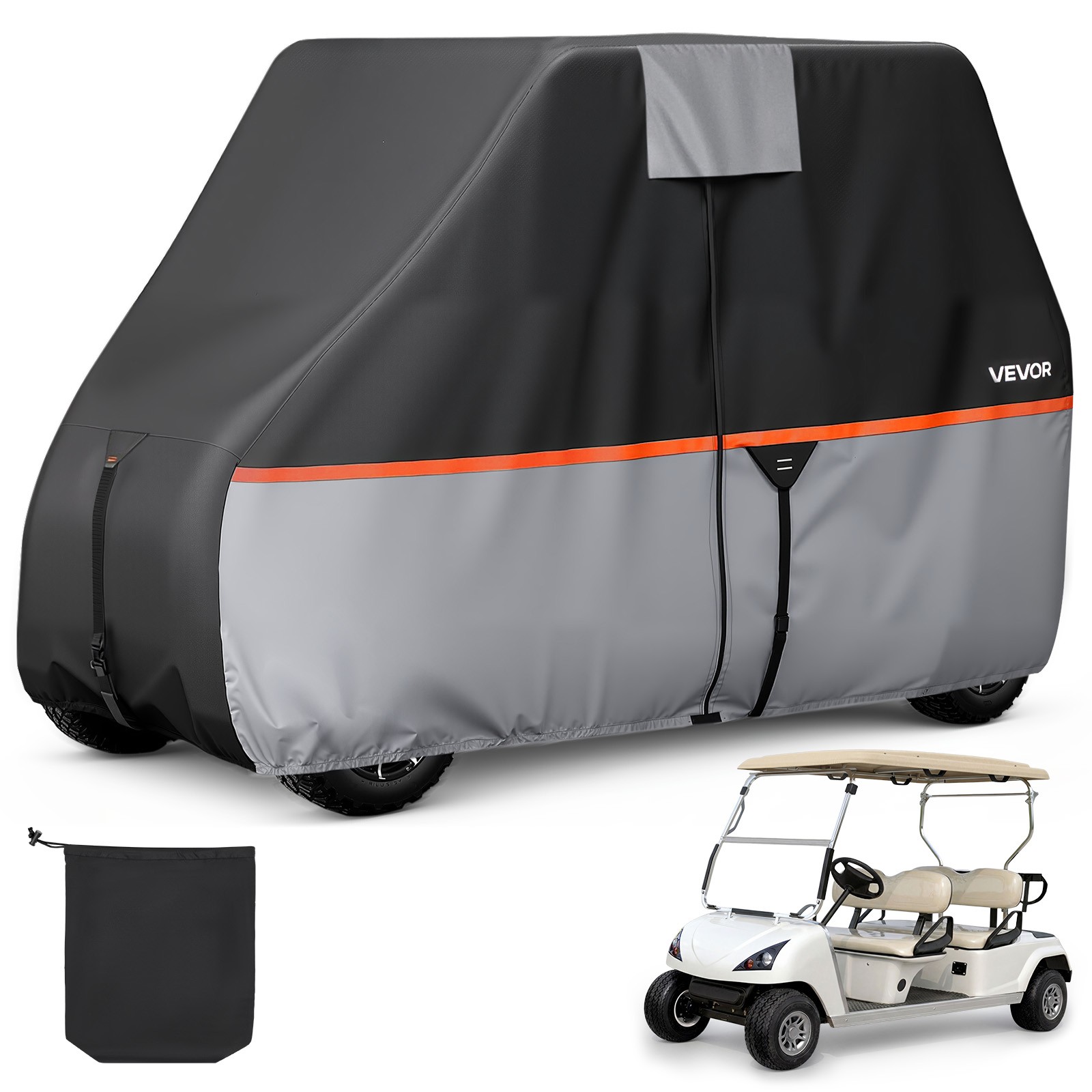 VEVOR Golf Cart Cover Full Coverage 2+2/4 Passenger 420D Oxford Club Car Cover
