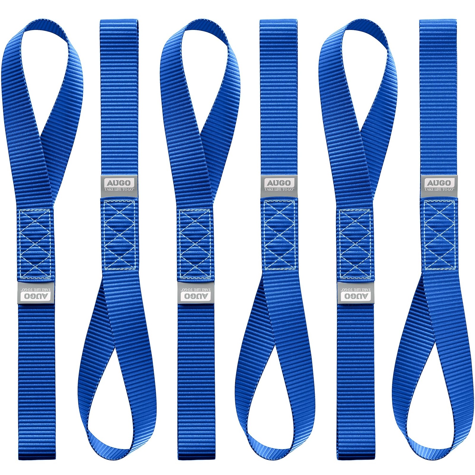 AUGO Heavy Duty Soft Loops –Pack of 6-1.5” x 17” Tie Down 17 Inch, Blue