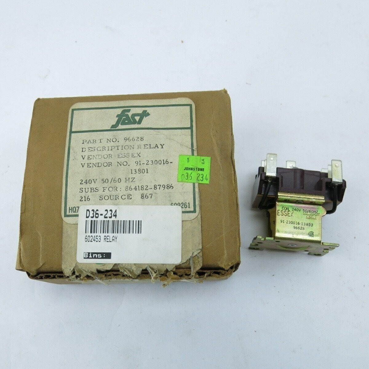 Fast Parts 96628 Essex General Purpose Relay 609261 Coil 240VAC 50/60HZ HVAC