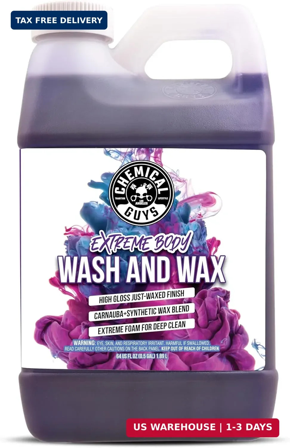 Chemical Guys, Extreme Bodywash & Wax Car Wash Soap, 64 oz | Thick clinging foam