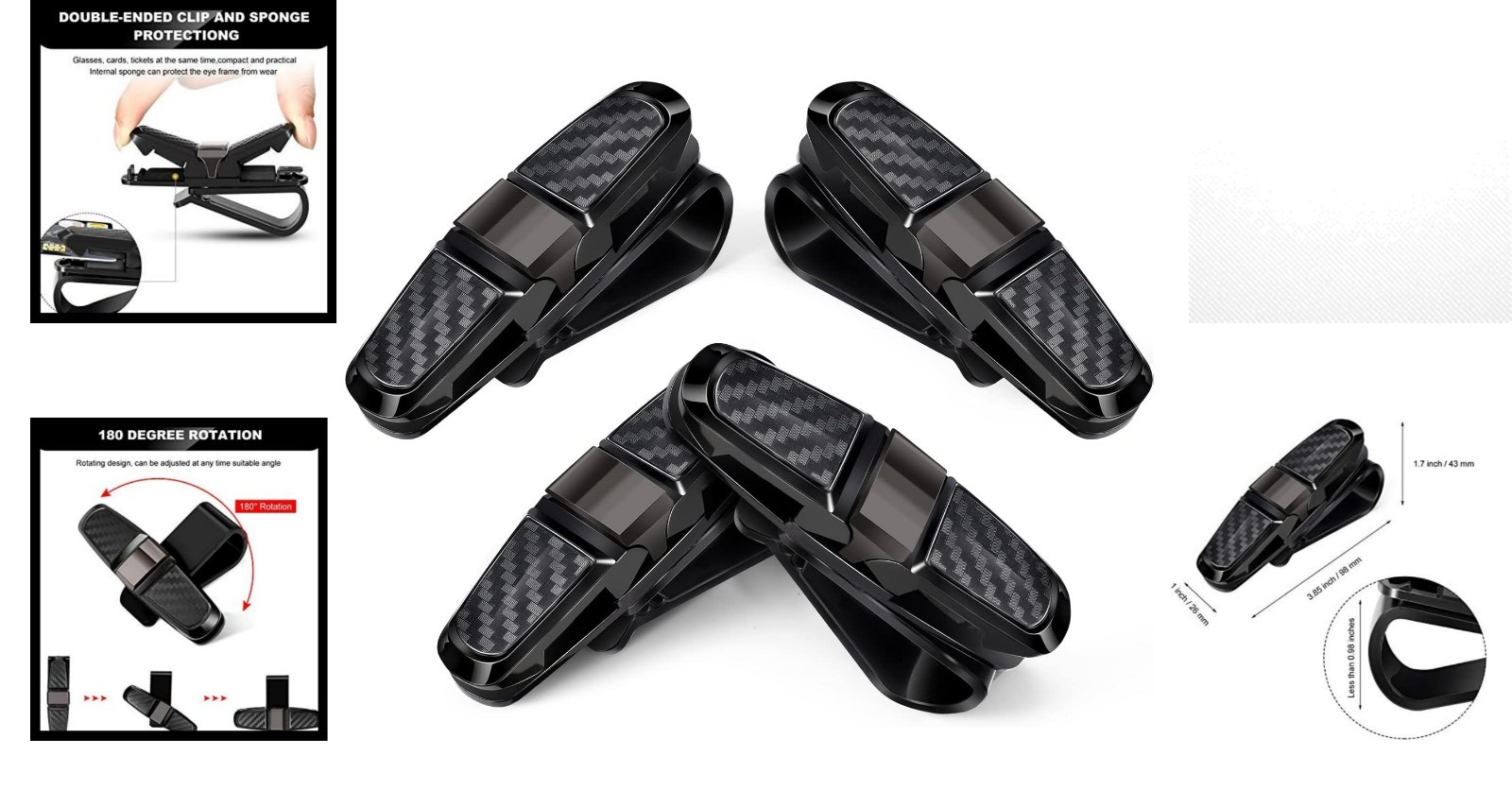 Eyewear Storage Solutions: 4 Pcs Sunglasses Holders for Convenient Car Visor Use