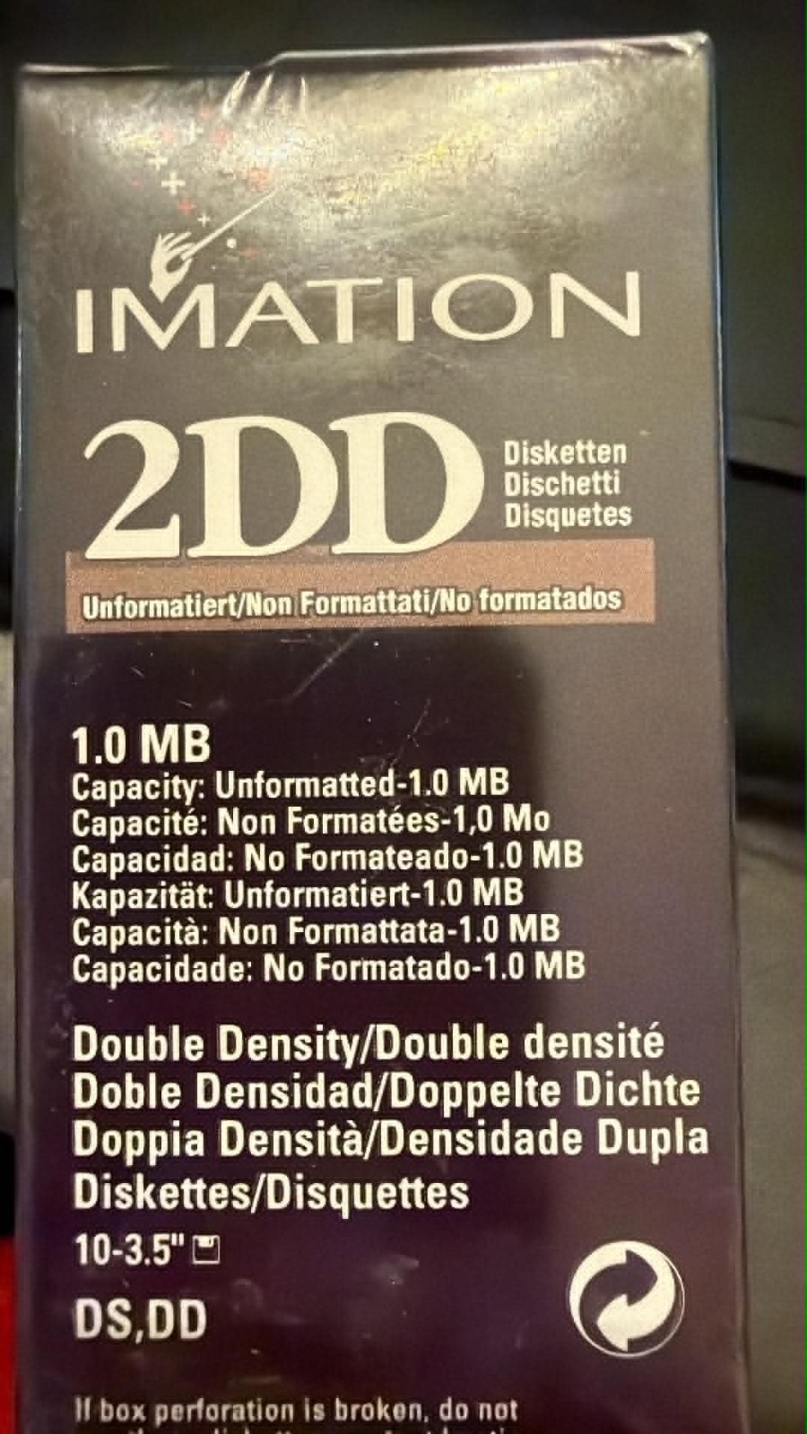 IMATION 1.0MB 2DD UNFORMATTED DISKETTES BOX 10 PACK NEW/UNUSED 3.5"