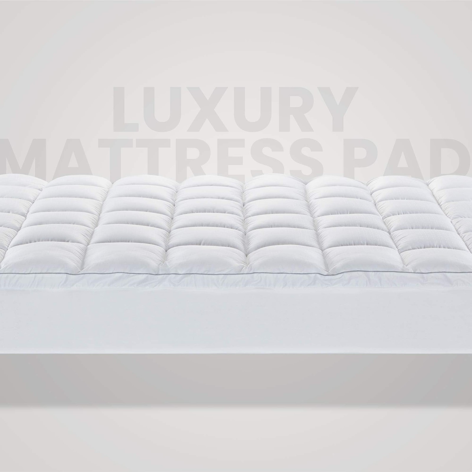 SLEEP ZONE Queen Cotton Mattress Topper, Queen, Gusseted Top - White