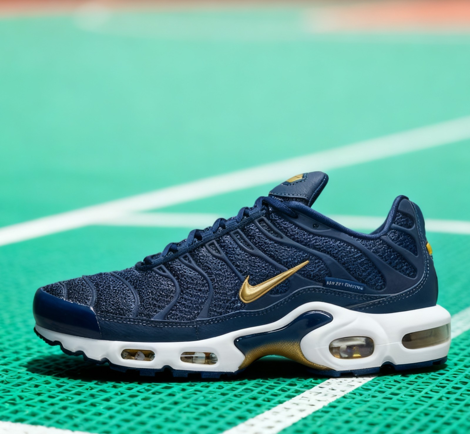 🔥New Nike Air Max Plus TN Men's Navy blue, White Gold Shoe sneakers