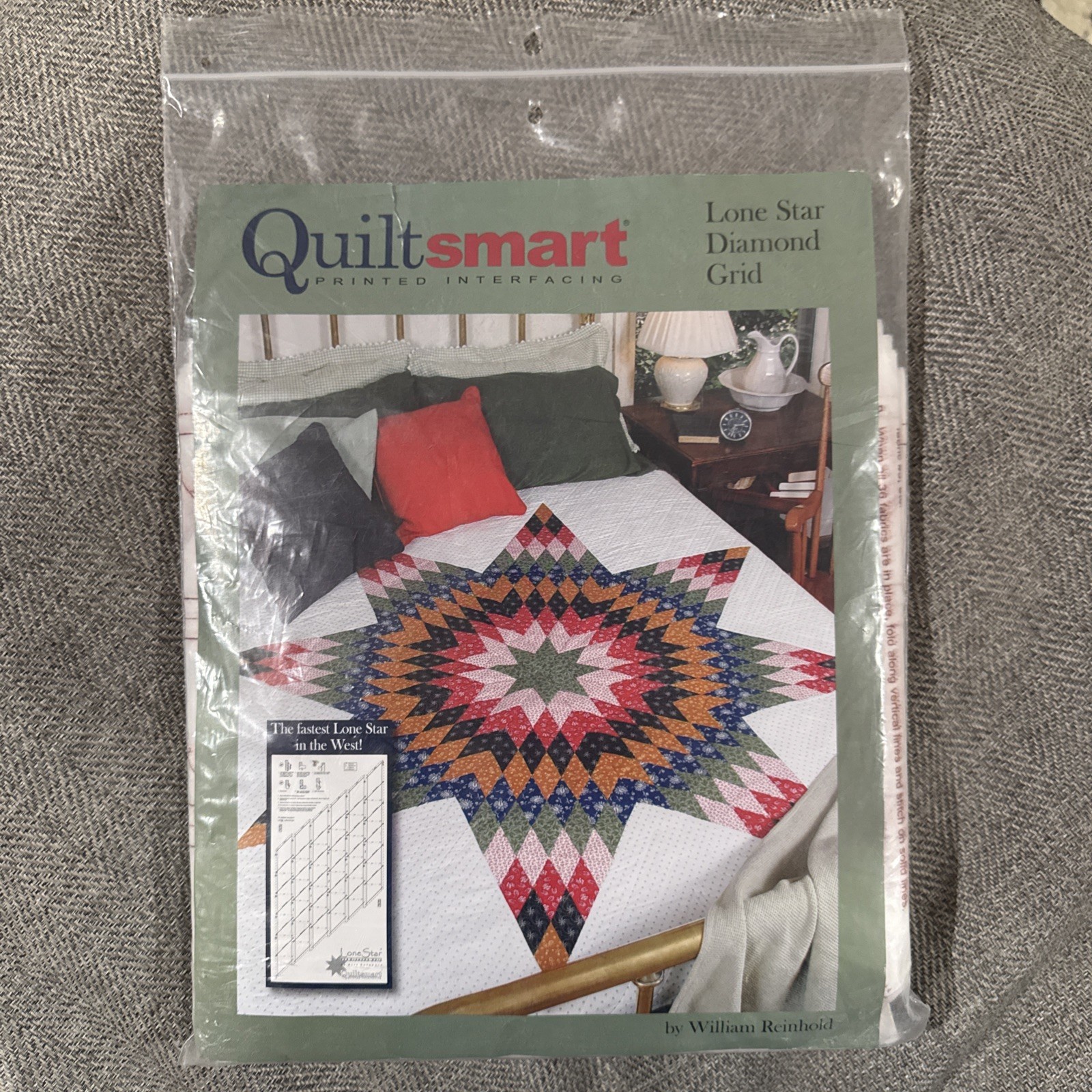 Quiltsmart Printed Interfacing Lone Star Diamond Grid Multi Size