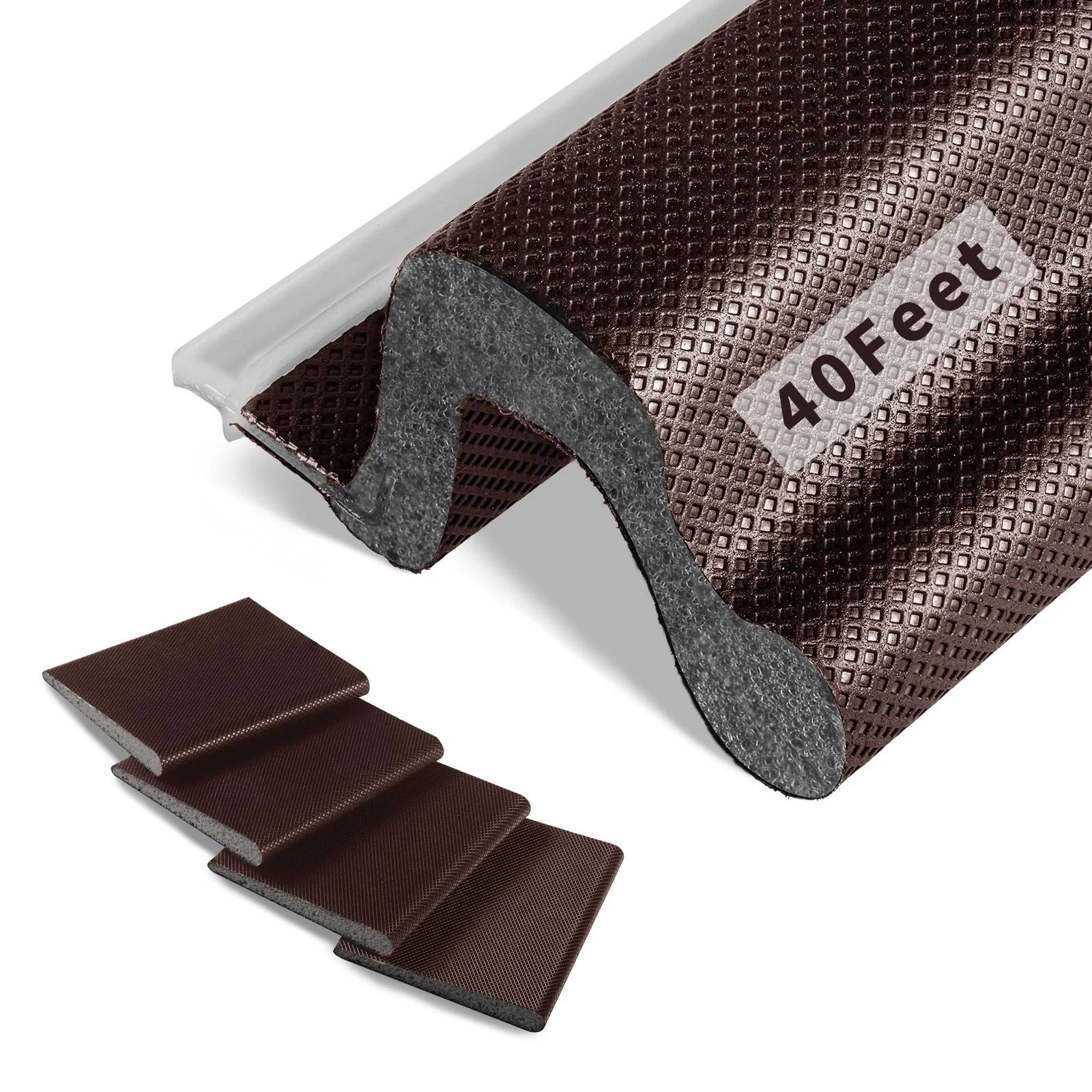 Fingwerk 40 Feet Long Reach Weather Stripping Door Seal With 4 40 Ft, Brown