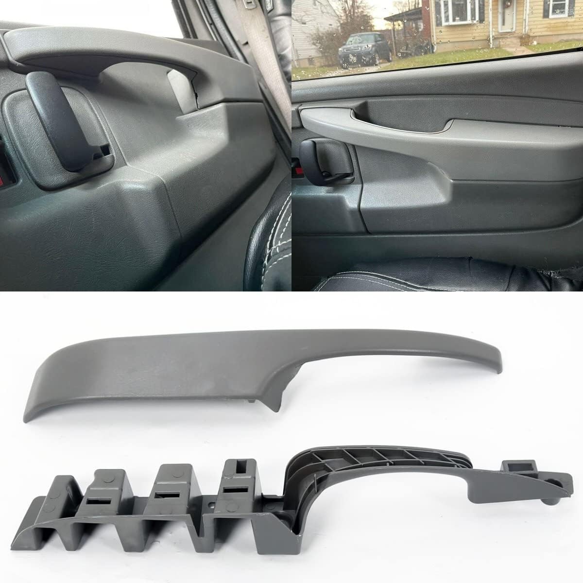 ECOTRIC Interior Pull Handle Door Armrest Compatible Left Driver Side, Gray