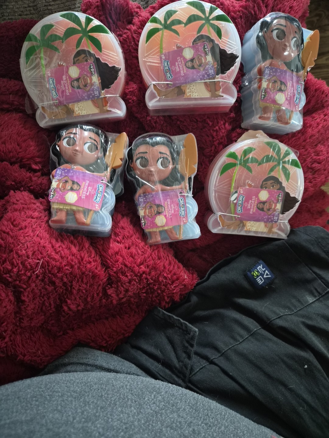 Lot of 6 Disney Princess Moana Confetti Cra-Z-Slimy Containers of Slime
