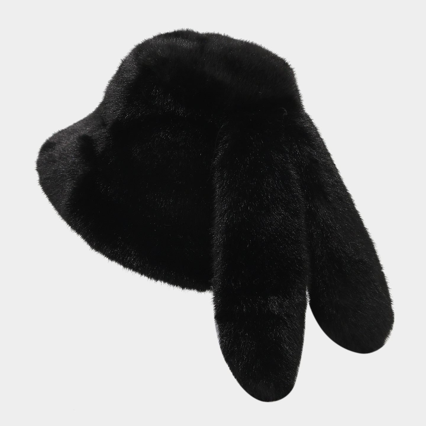 Cute Bunny Ear Faux Fur Bucket Hat Women Warm Winter Outdoor Fashion Hat