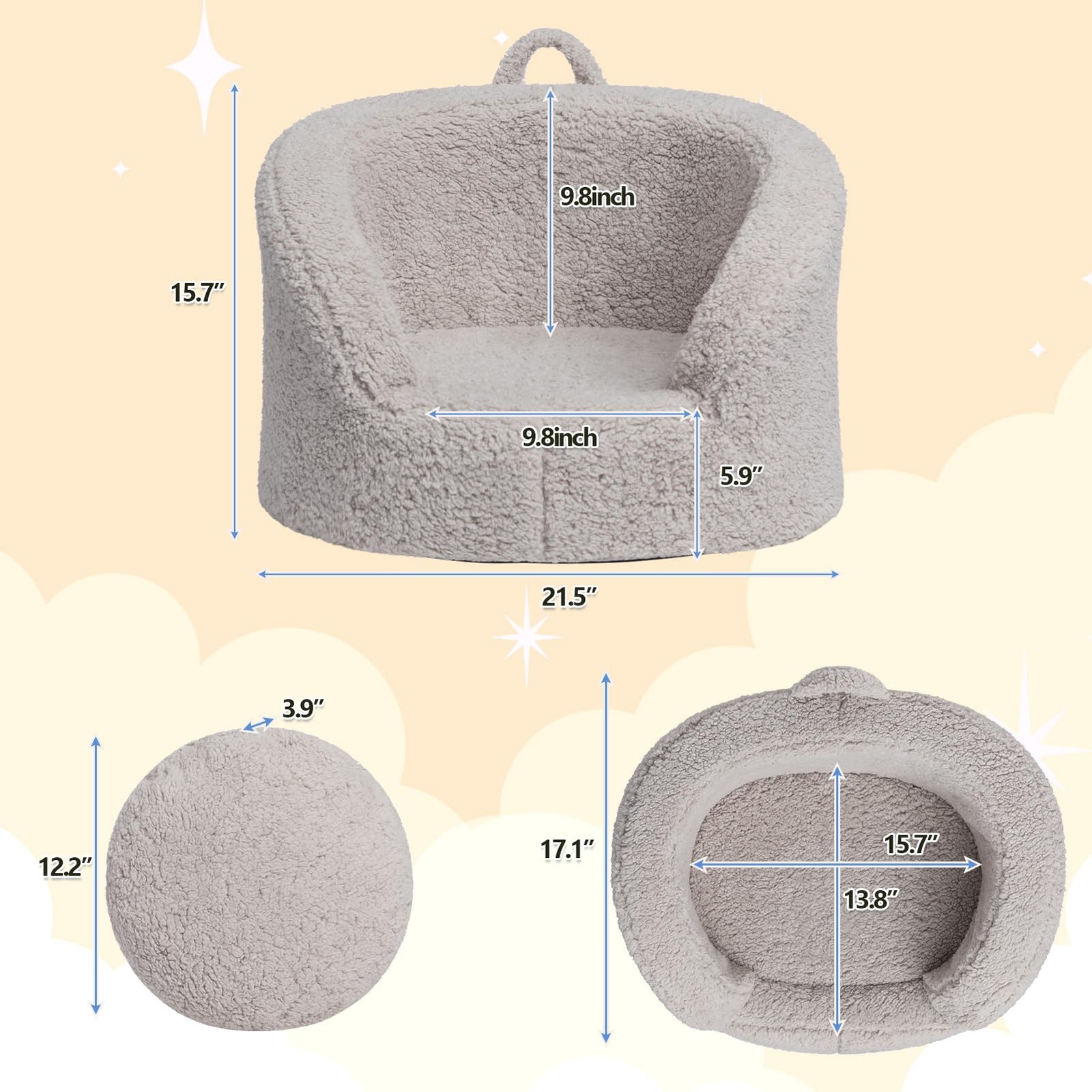 Snug-Arch Toddler Couch, Comfy Foam Baby Chair, Ergonomic Toddler Chair with ...