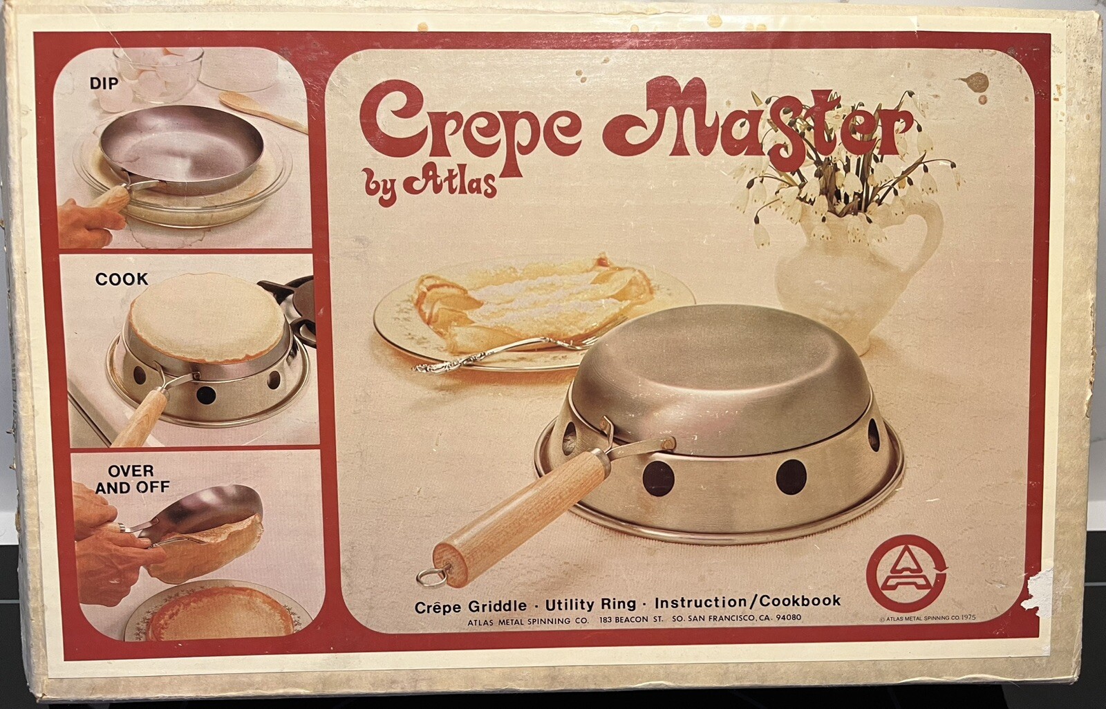 Vintage Stove Top Atlas Crepe Master Metal Maker 1975 8” Stovetop Vtg Griddle