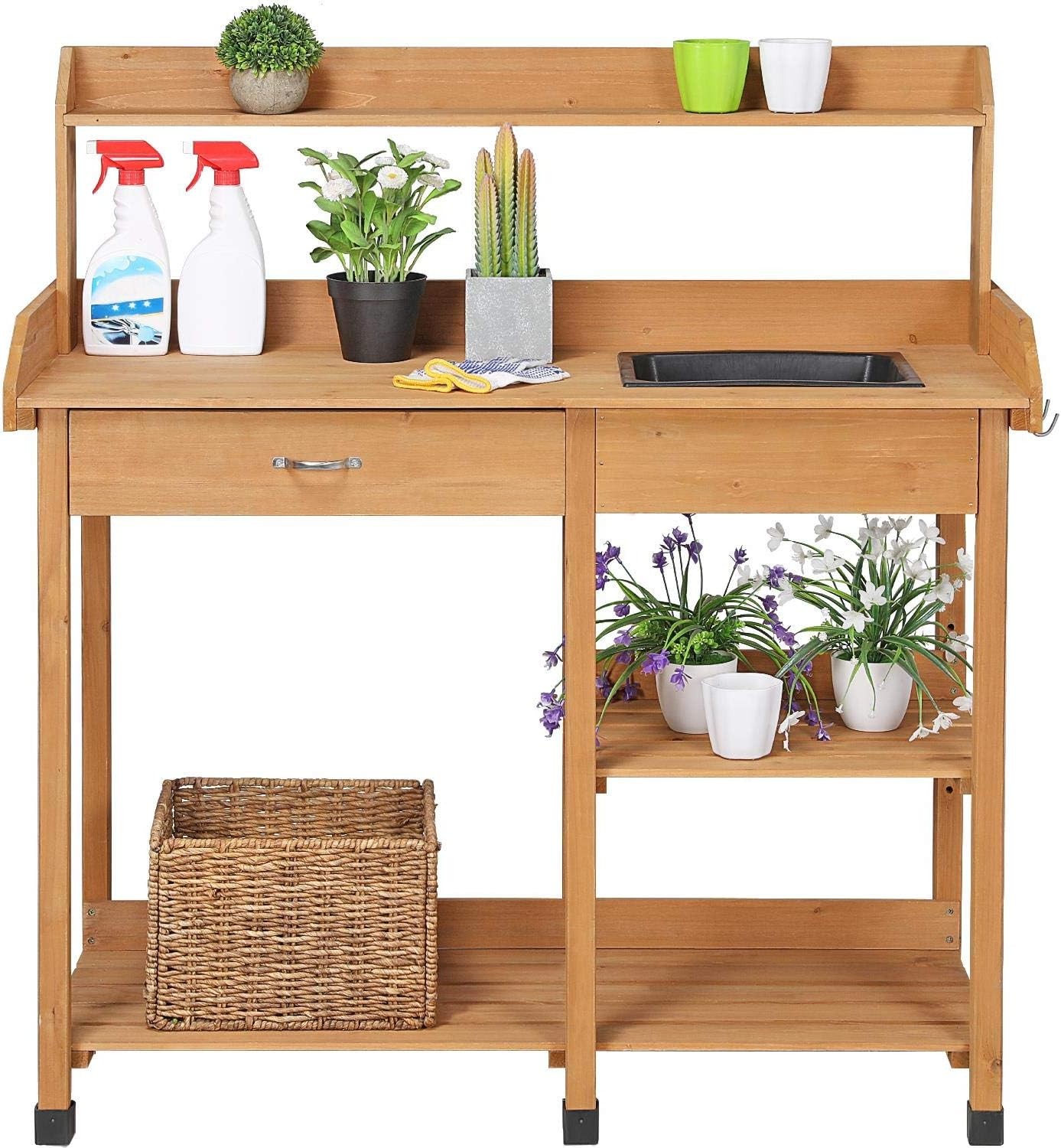 45.2x17.7x47.6'' Potting Benches Outdoor Garden Potting Table Work Bench