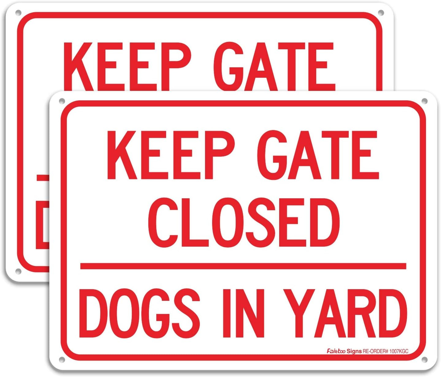 (2 pack) Keep Gate Closed Dogs in Yard Sign, 10 x 7 Inches rectangle, .040 Ru...