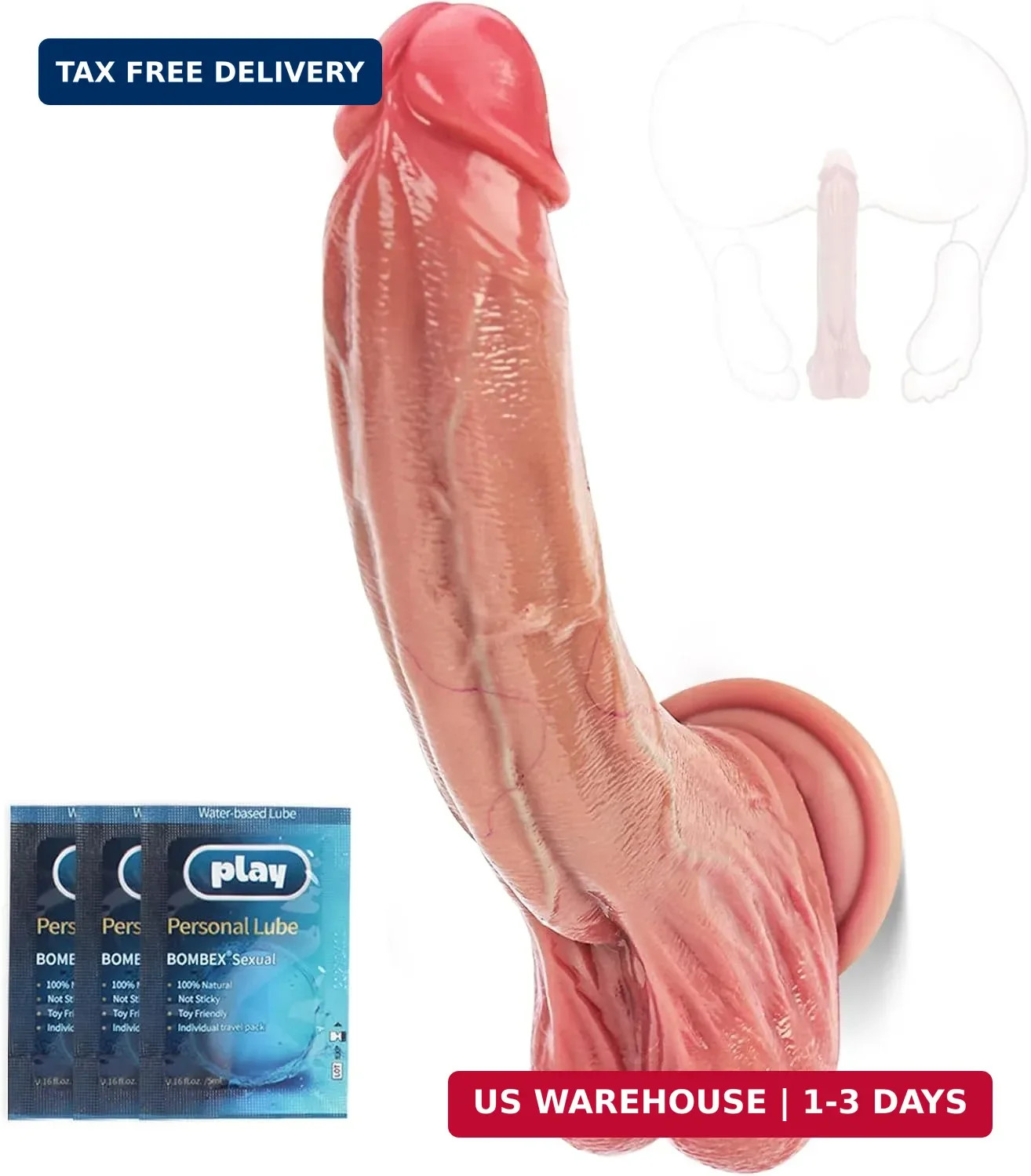 9.5'' Realistic Silicone Dildo with Strong Suction Cup Flesh | Lifelike Dildo Ha